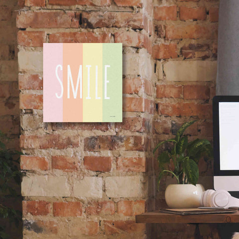 Image of 'Smile Rainbow' by Ann Kelle Designs, Canvas Wall Art,12 x 12