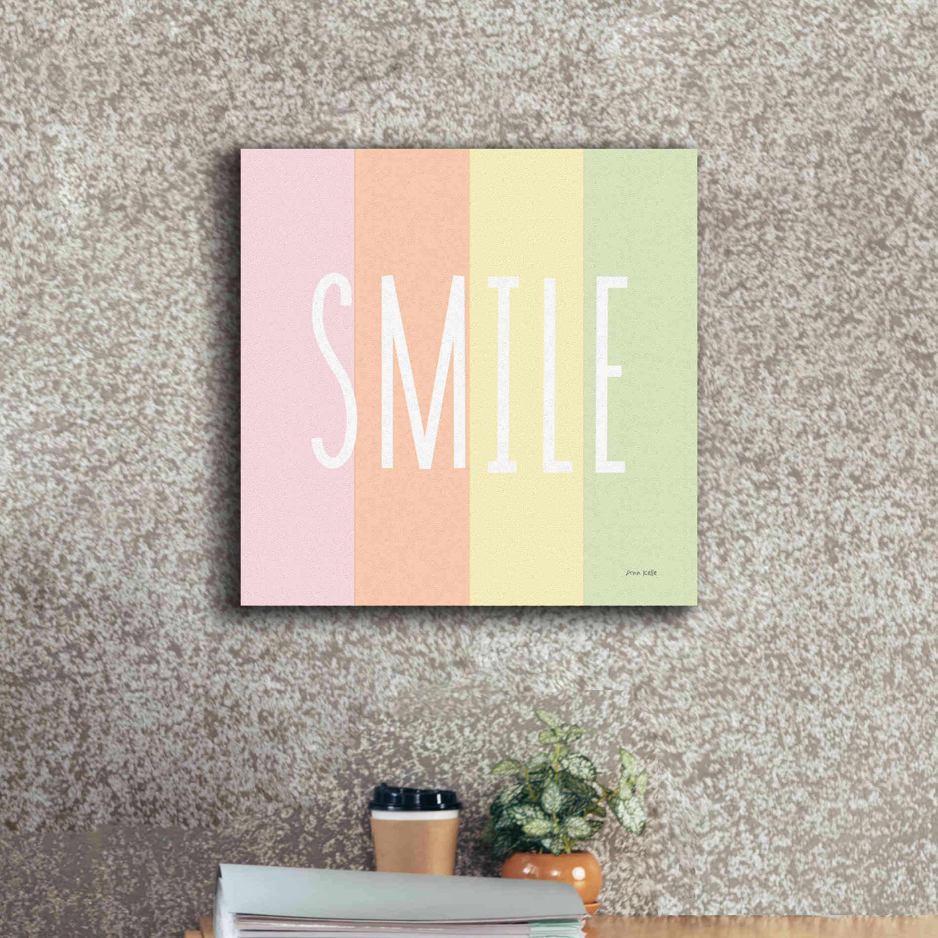 'Smile Rainbow' by Ann Kelle Designs, Canvas Wall Art,18 x 18