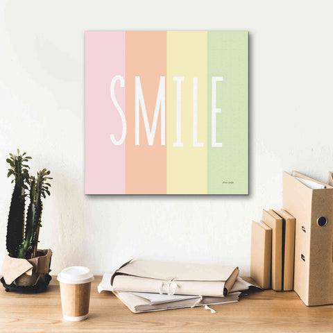 Image of 'Smile Rainbow' by Ann Kelle Designs, Canvas Wall Art,18 x 18