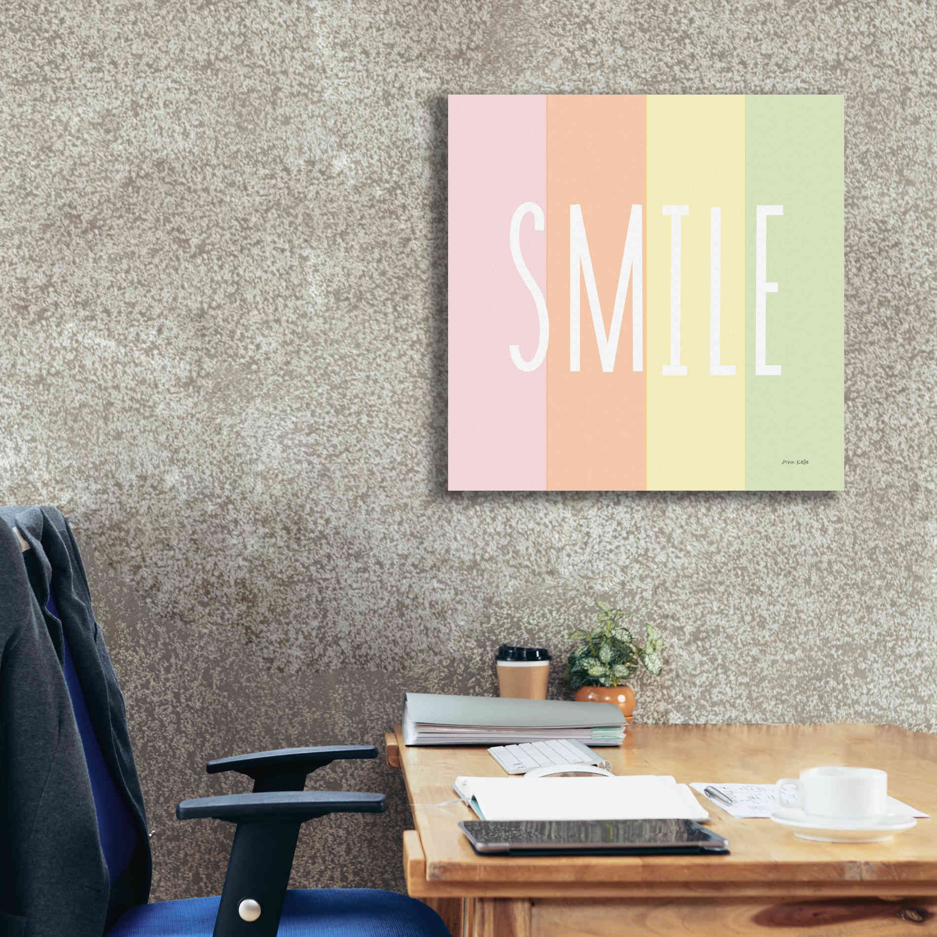 'Smile Rainbow' by Ann Kelle Designs, Canvas Wall Art,26 x 26