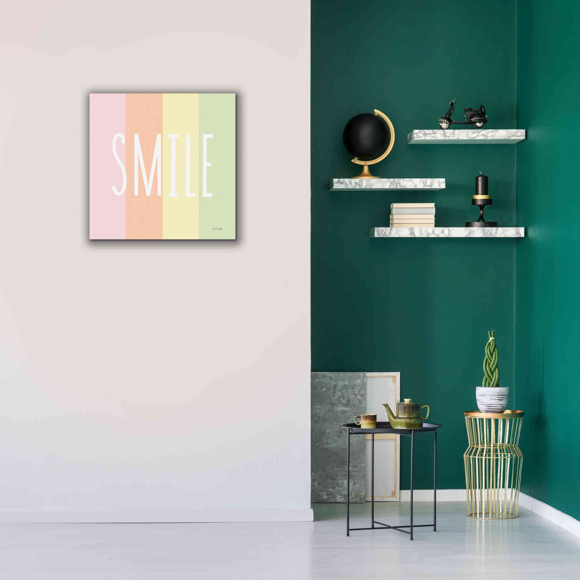 'Smile Rainbow' by Ann Kelle Designs, Canvas Wall Art,26 x 26