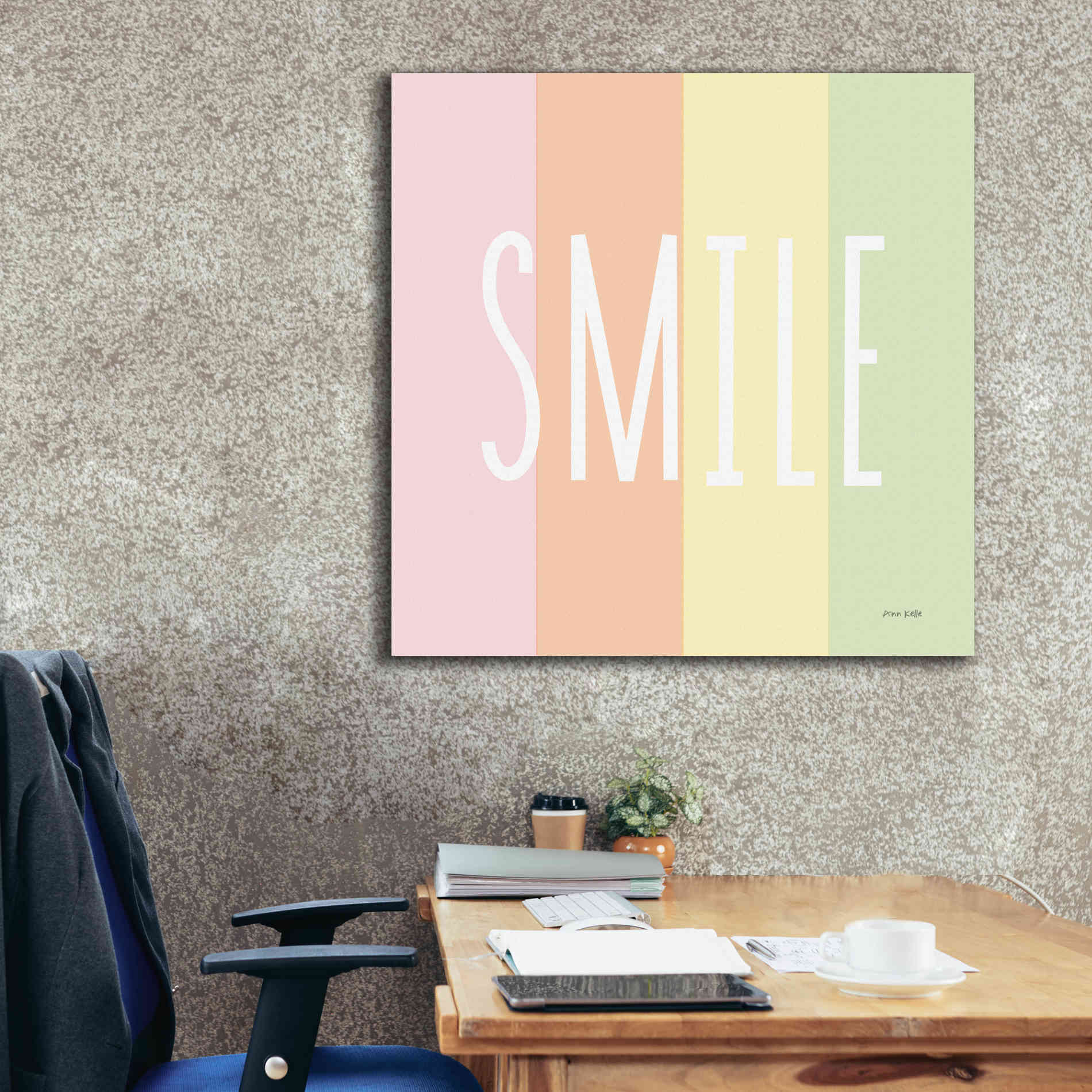 'Smile Rainbow' by Ann Kelle Designs, Canvas Wall Art,37 x 37