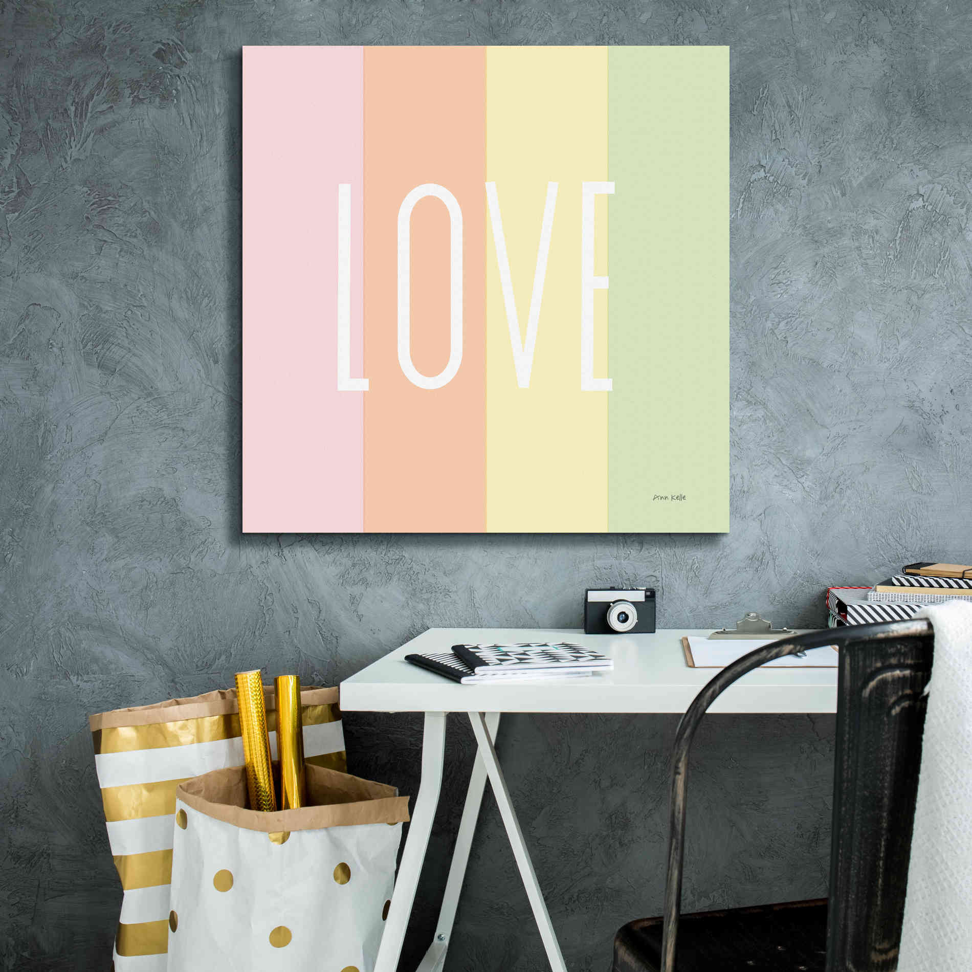 'Love Rainbow' by Ann Kelle Designs, Canvas Wall Art,26 x 26