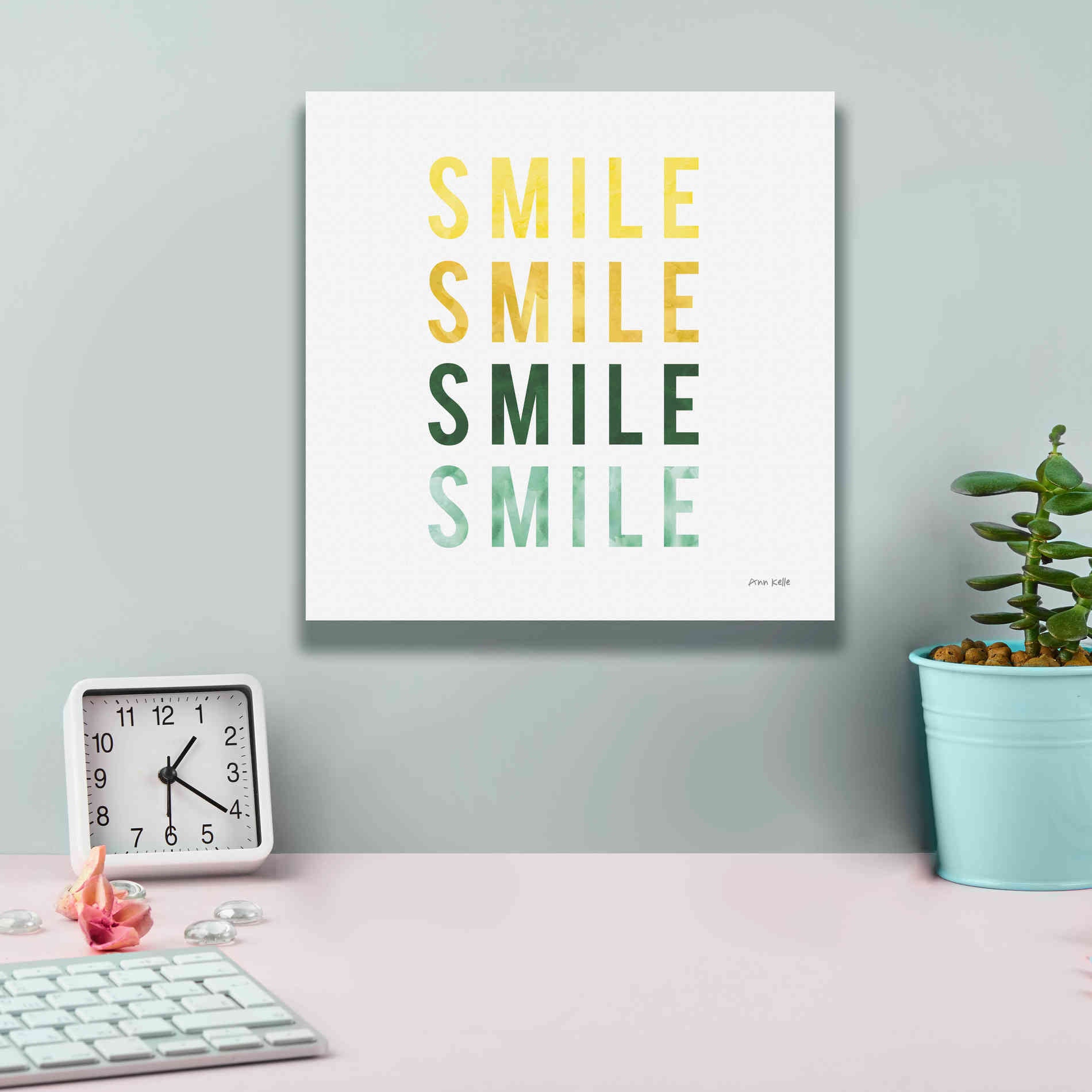 'Smile Smile' by Ann Kelle Designs, Canvas Wall Art,12 x 12