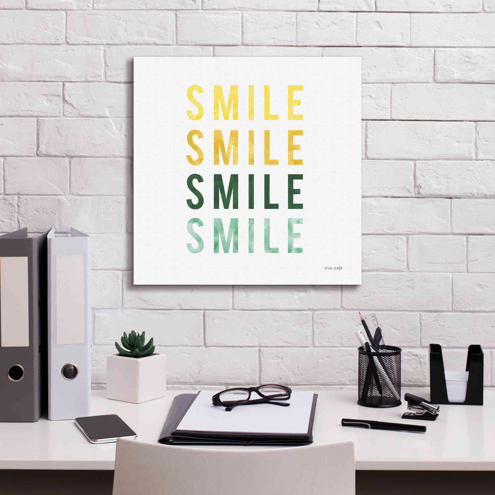 'Smile Smile' by Ann Kelle Designs, Canvas Wall Art,18 x 18