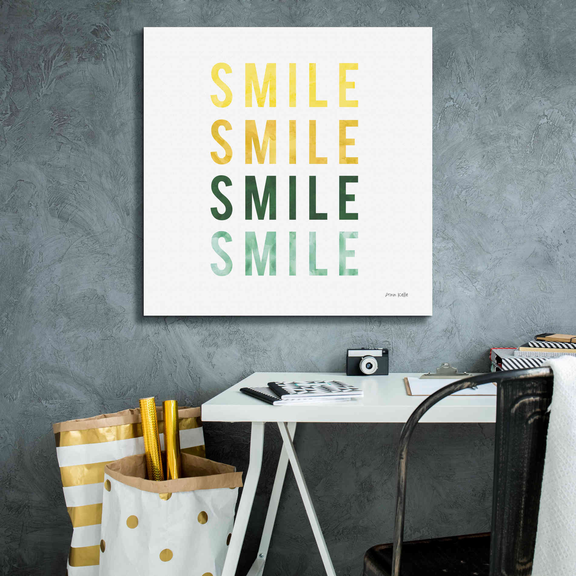 'Smile Smile' by Ann Kelle Designs, Canvas Wall Art,26 x 26