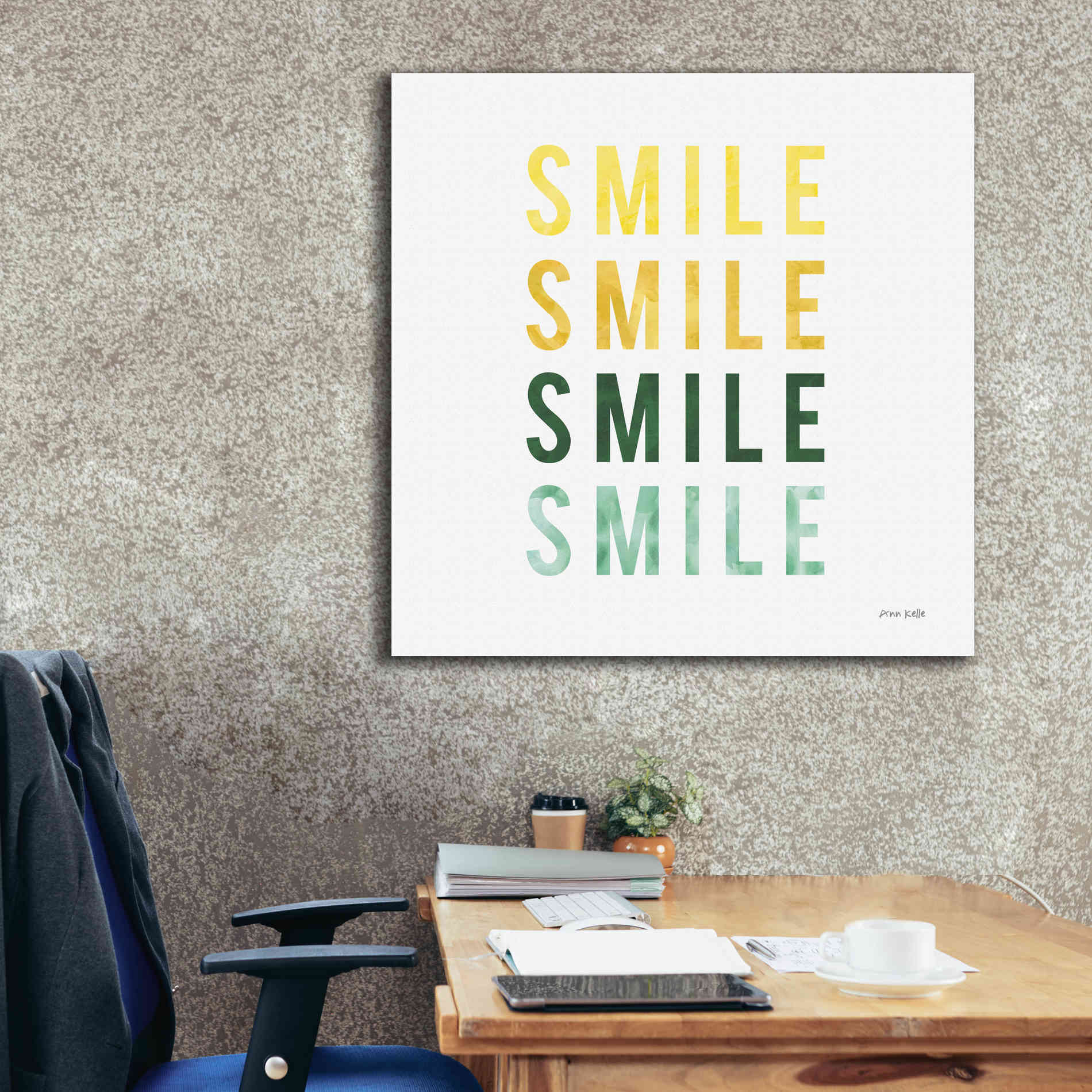 'Smile Smile' by Ann Kelle Designs, Canvas Wall Art,37 x 37