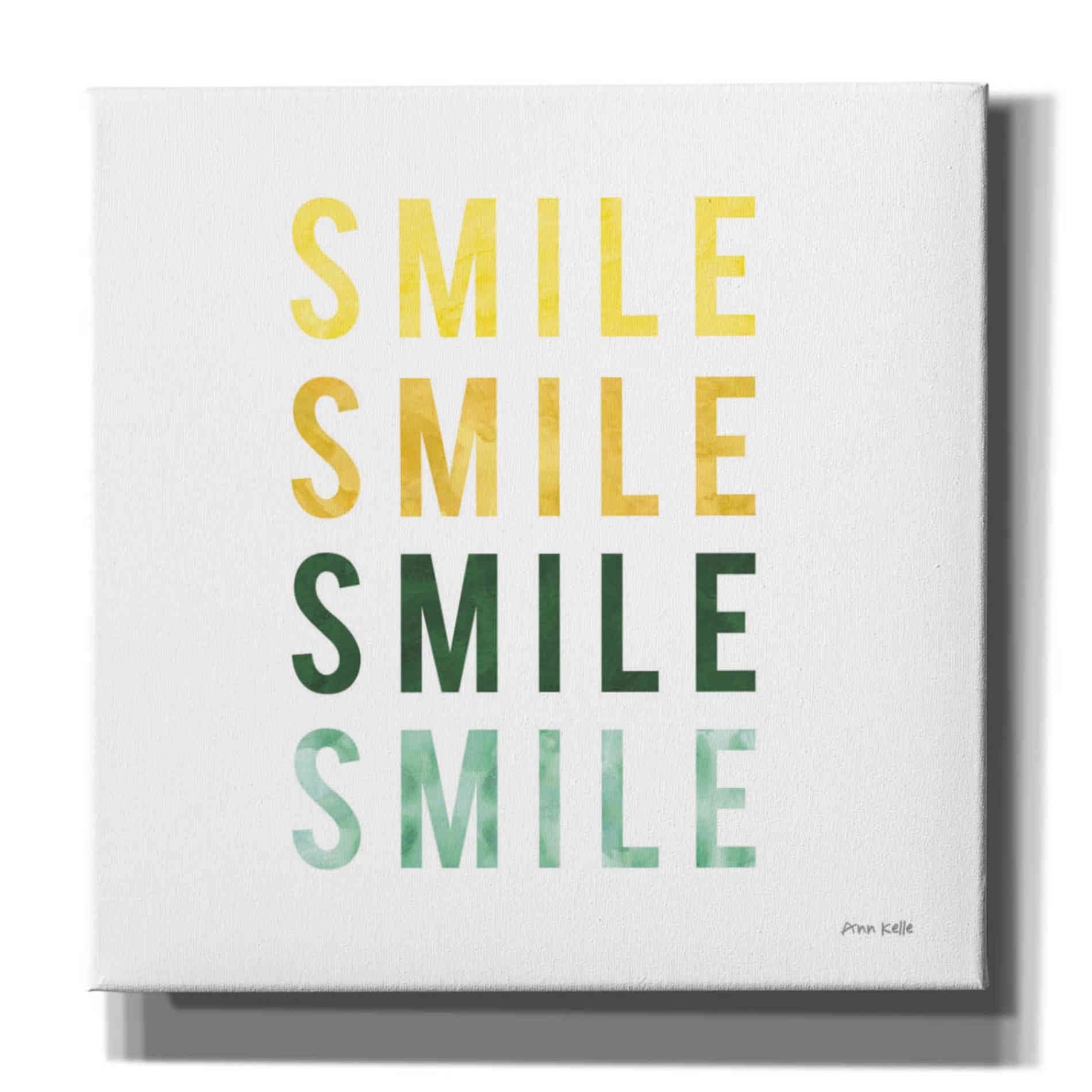 'Smile Smile' by Ann Kelle Designs, Canvas Wall Art,12x12x1.1x0,18x18x1.1x0,26x26x1.74x0,37x37x1.74x0