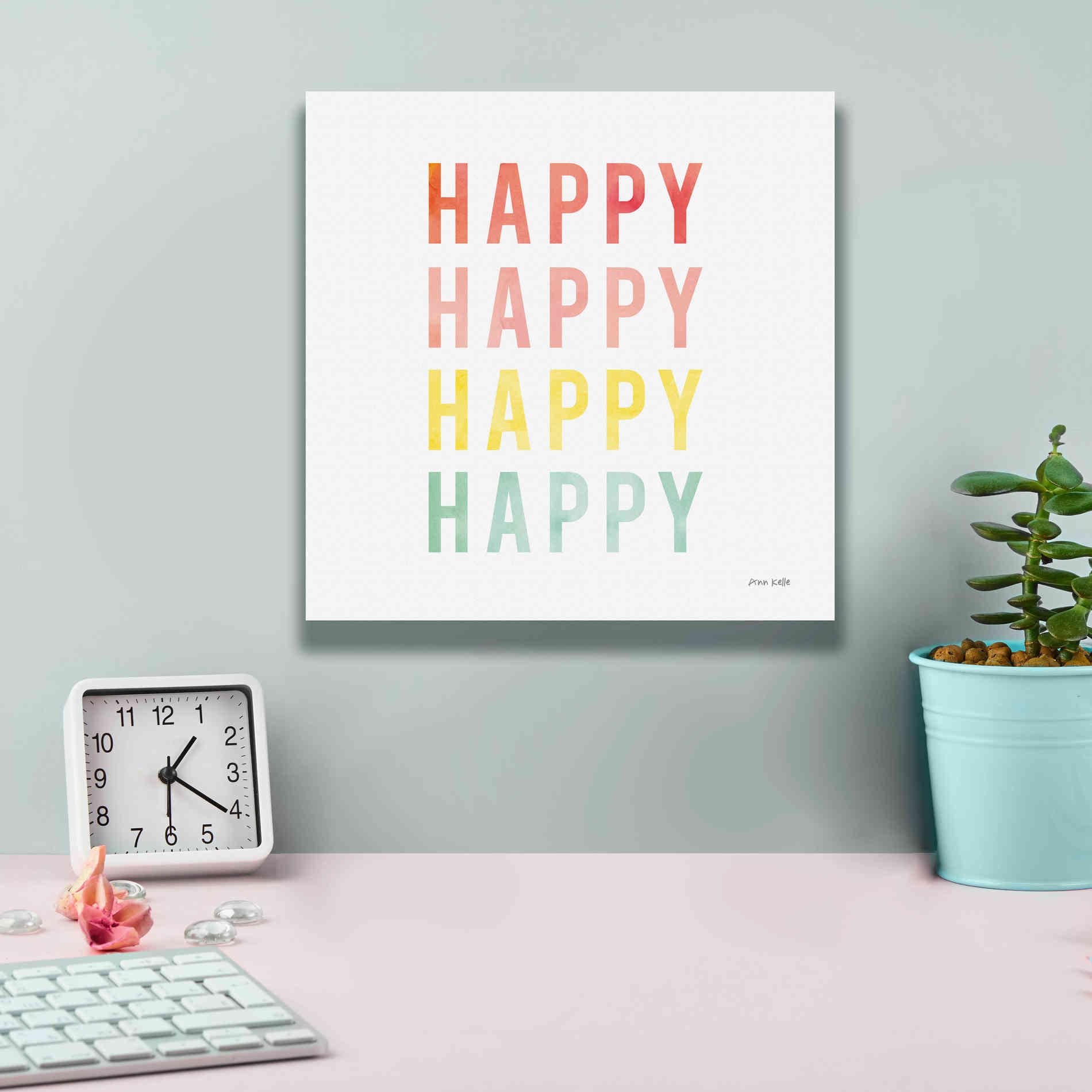 'Happy Happy' by Ann Kelle Designs, Canvas Wall Art,12 x 12