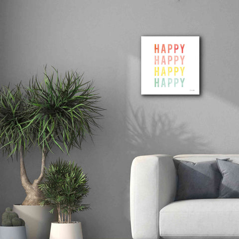 Image of 'Happy Happy' by Ann Kelle Designs, Canvas Wall Art,18 x 18