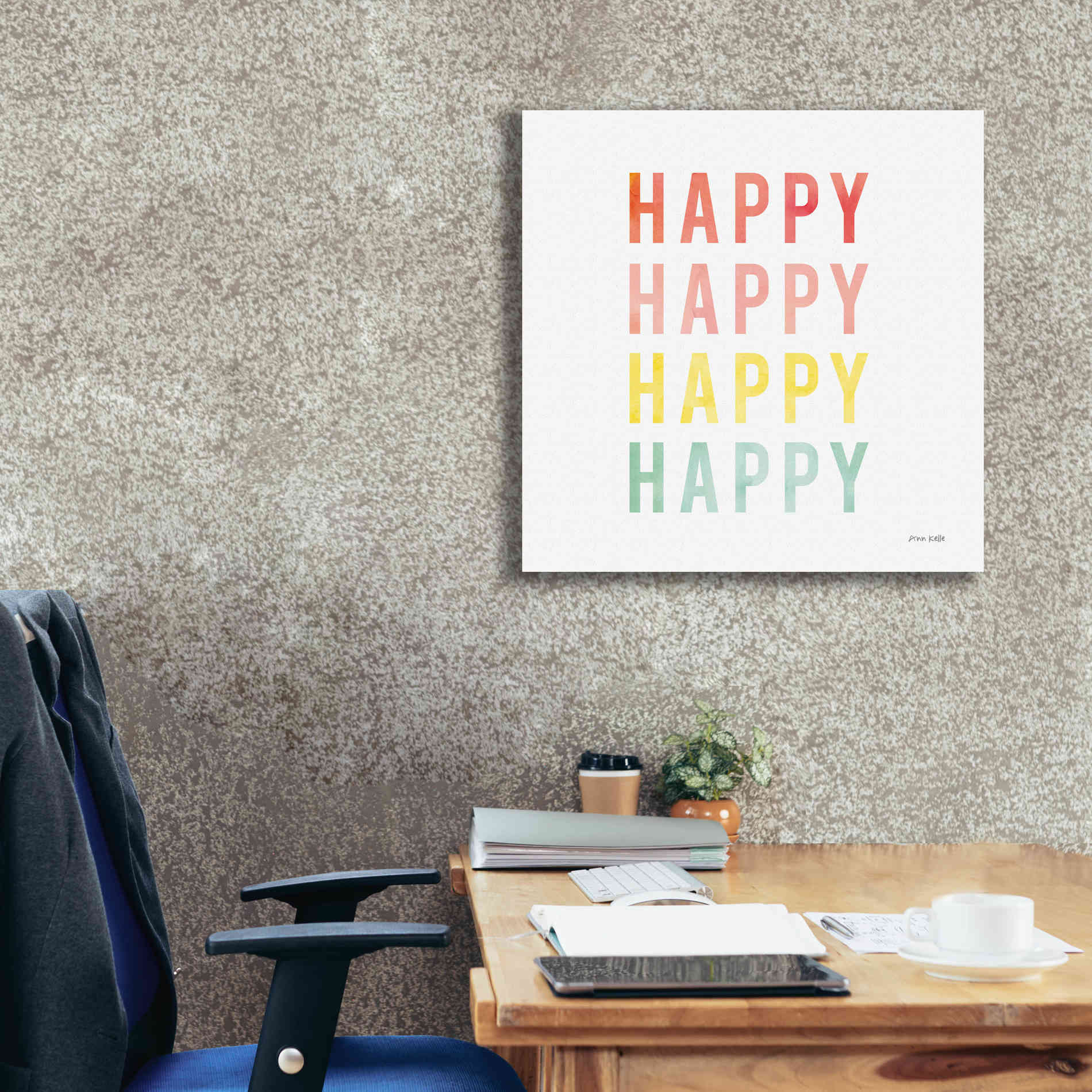 'Happy Happy' by Ann Kelle Designs, Canvas Wall Art,26 x 26