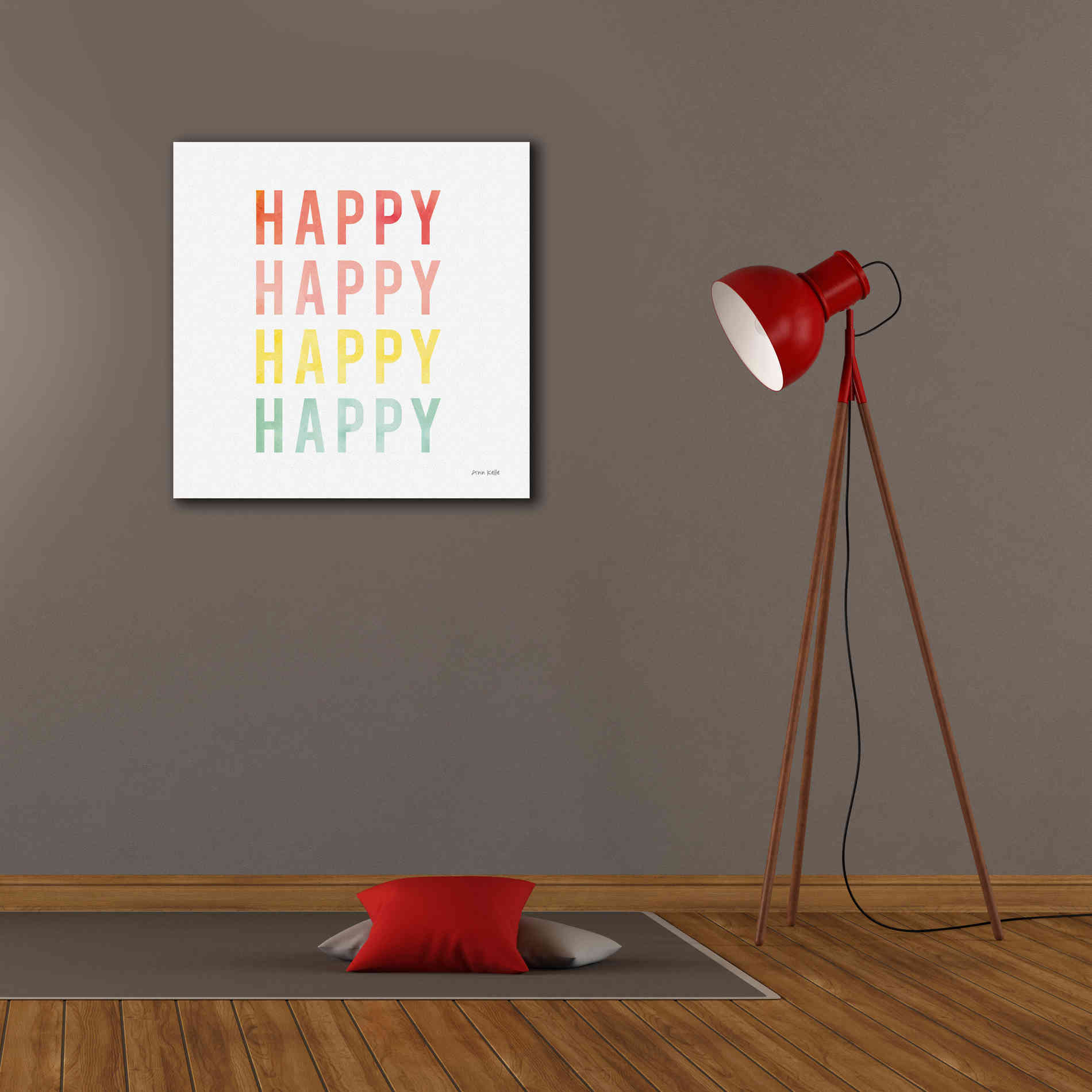 'Happy Happy' by Ann Kelle Designs, Canvas Wall Art,26 x 26