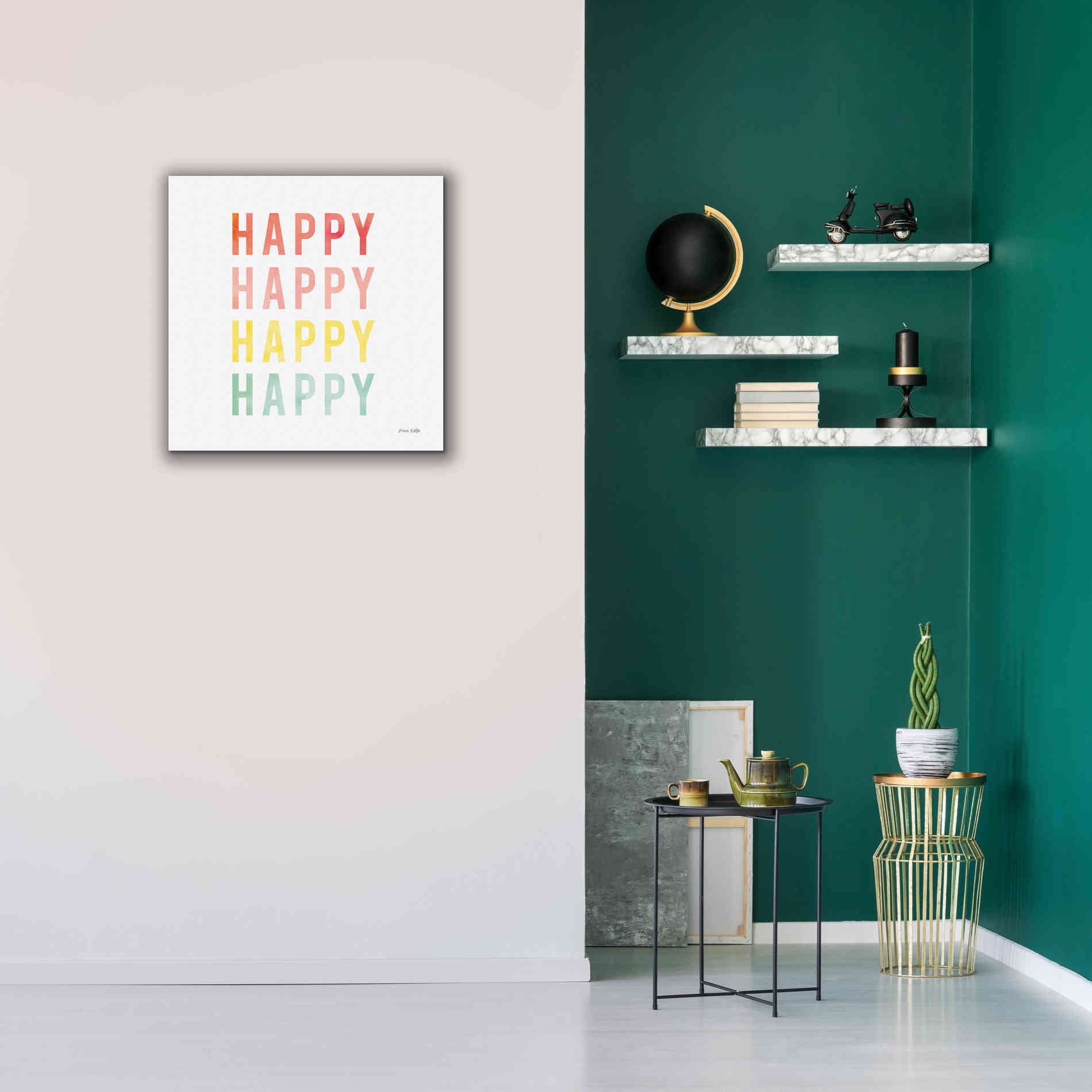 'Happy Happy' by Ann Kelle Designs, Canvas Wall Art,26 x 26
