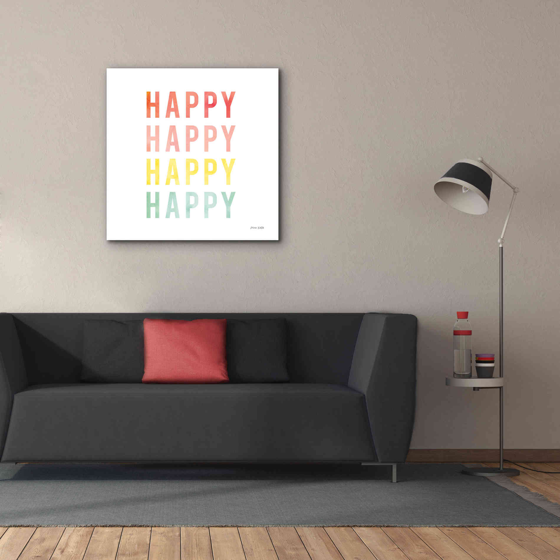 'Happy Happy' by Ann Kelle Designs, Canvas Wall Art,37 x 37