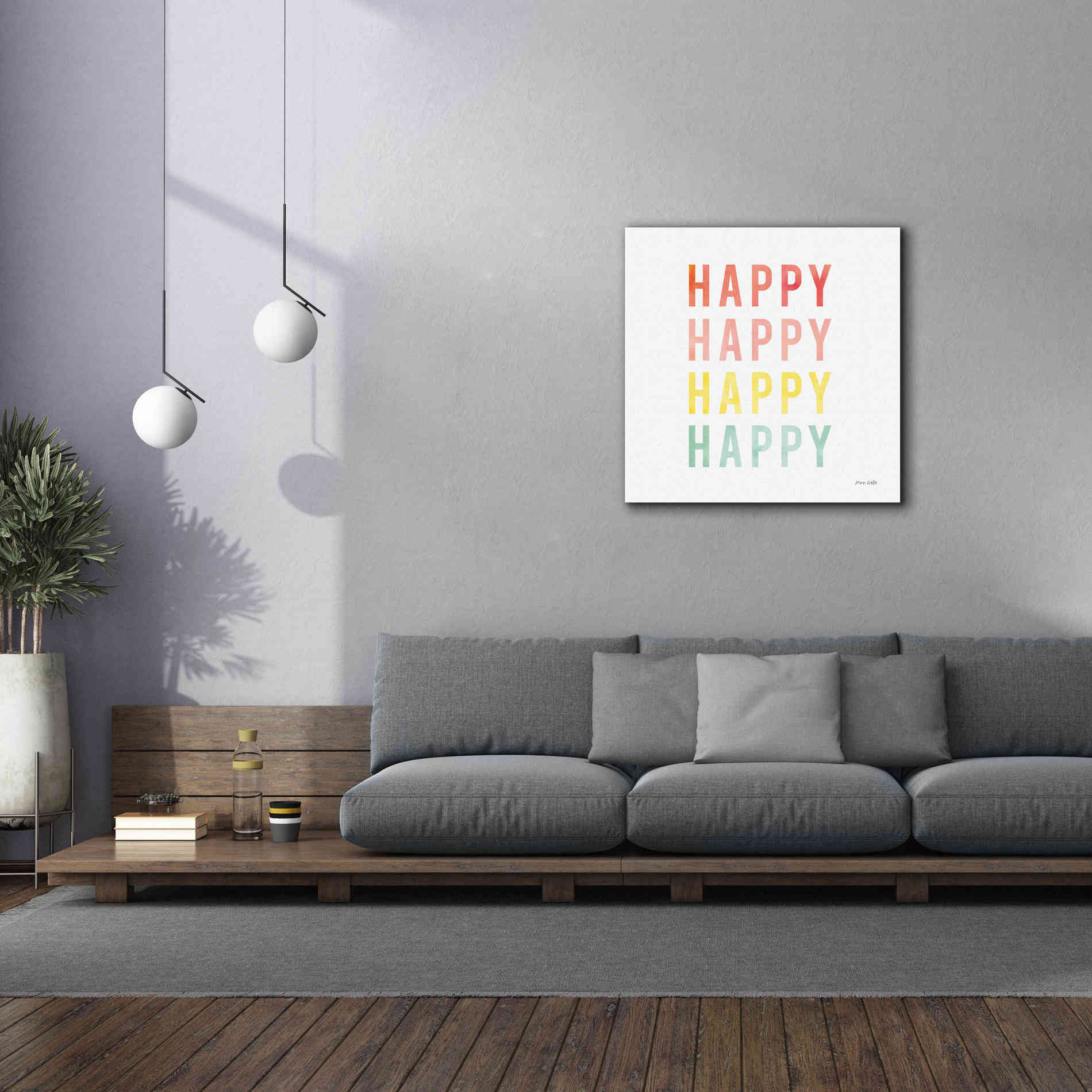 'Happy Happy' by Ann Kelle Designs, Canvas Wall Art,37 x 37