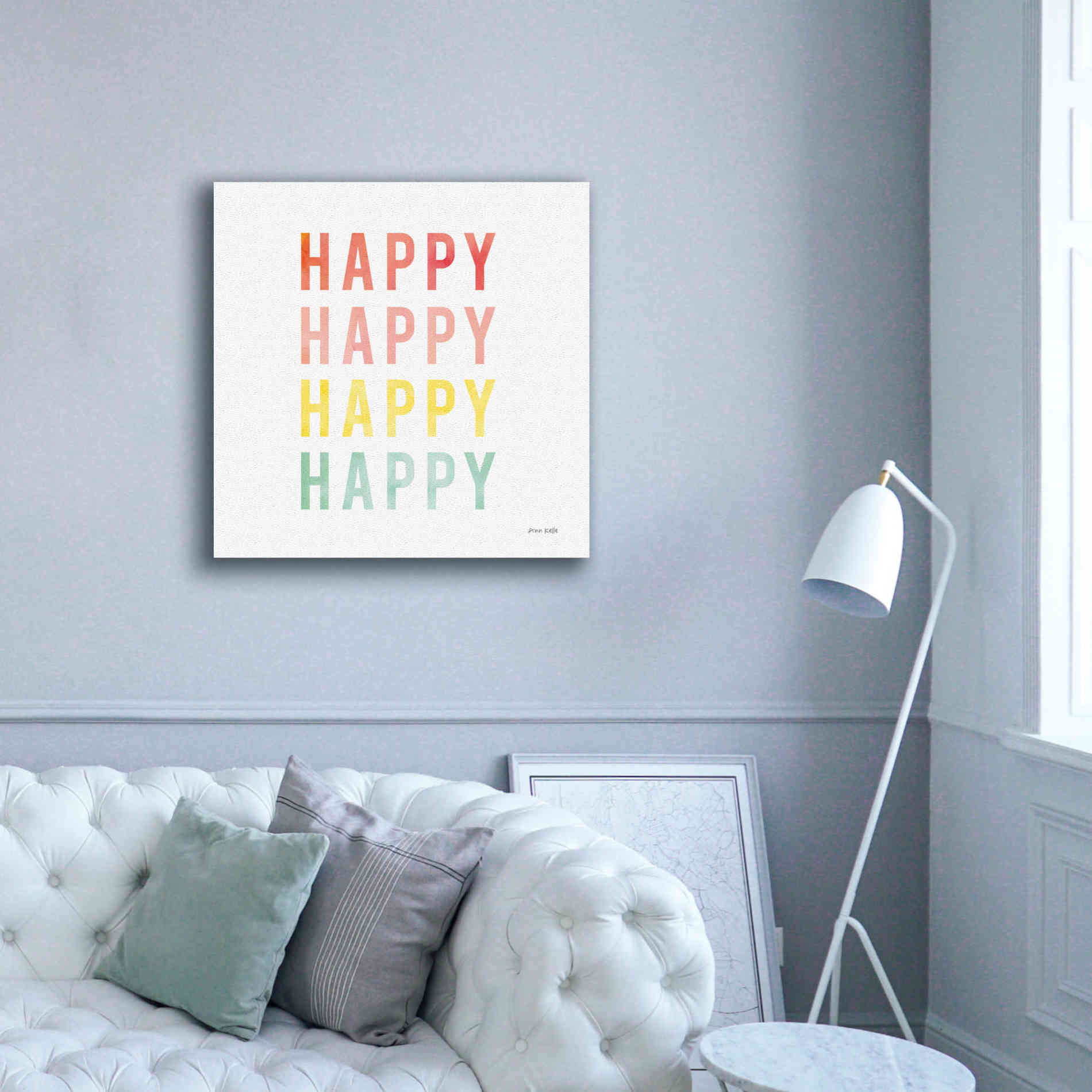 'Happy Happy' by Ann Kelle Designs, Canvas Wall Art,37 x 37