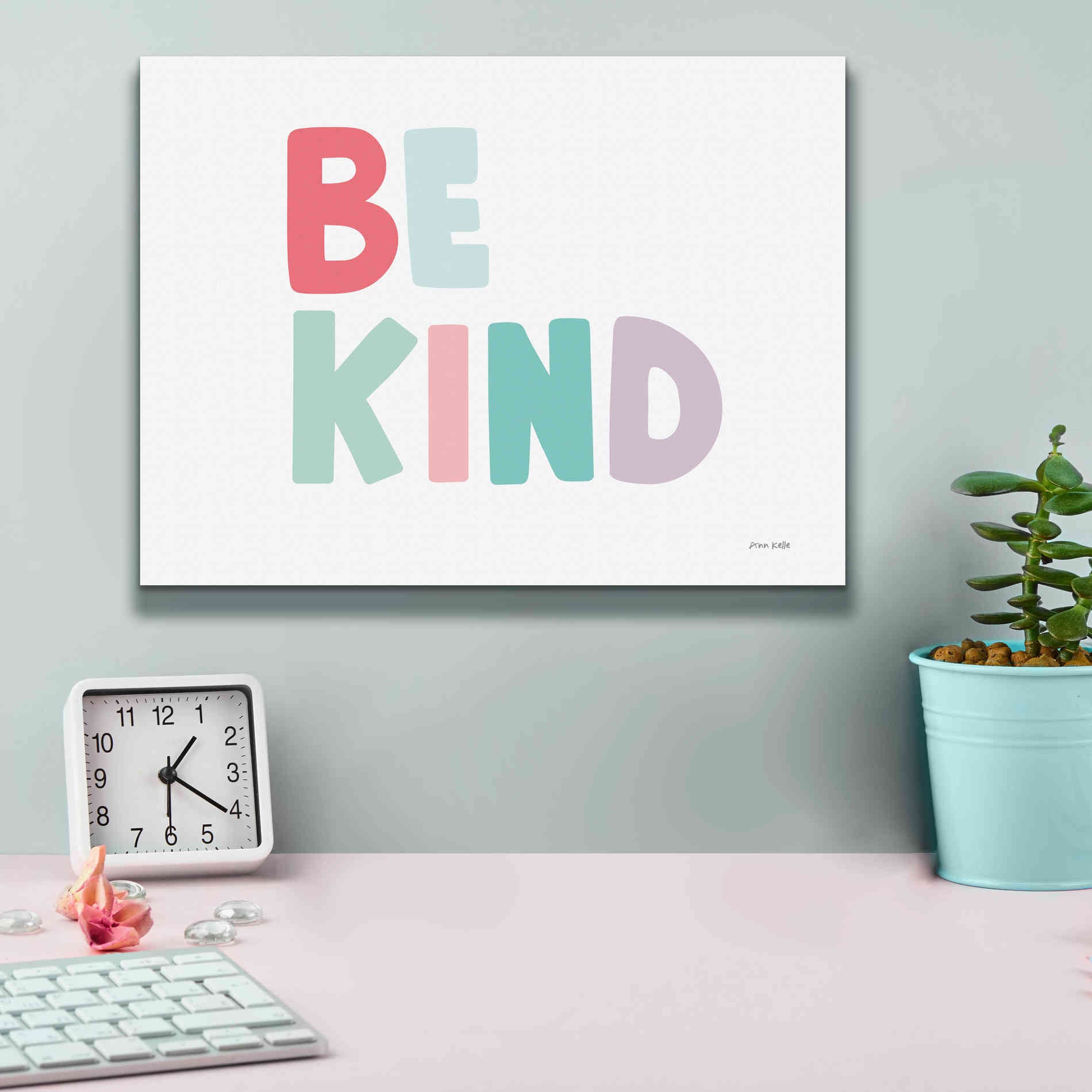 'Be Kind' by Ann Kelle Designs, Canvas Wall Art,16 x 12