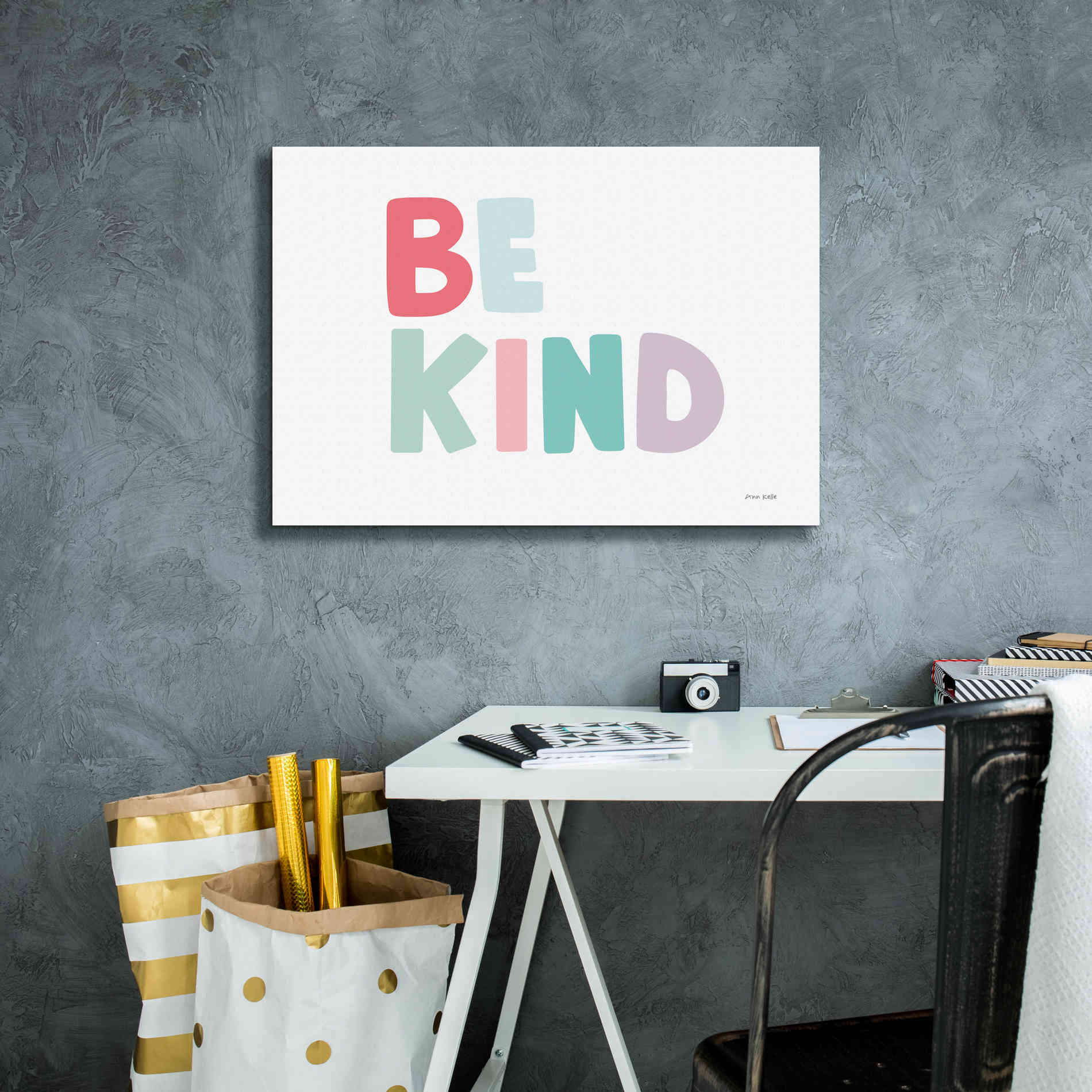'Be Kind' by Ann Kelle Designs, Canvas Wall Art,26 x 18