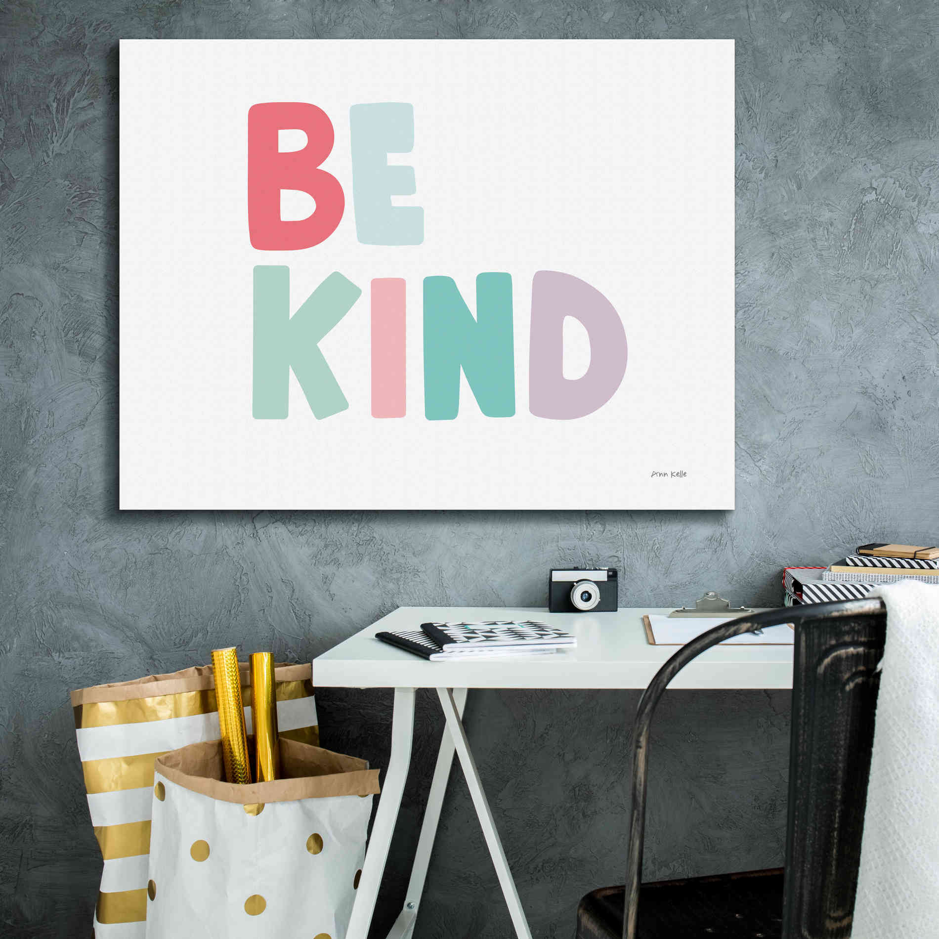 'Be Kind' by Ann Kelle Designs, Canvas Wall Art,34 x 26