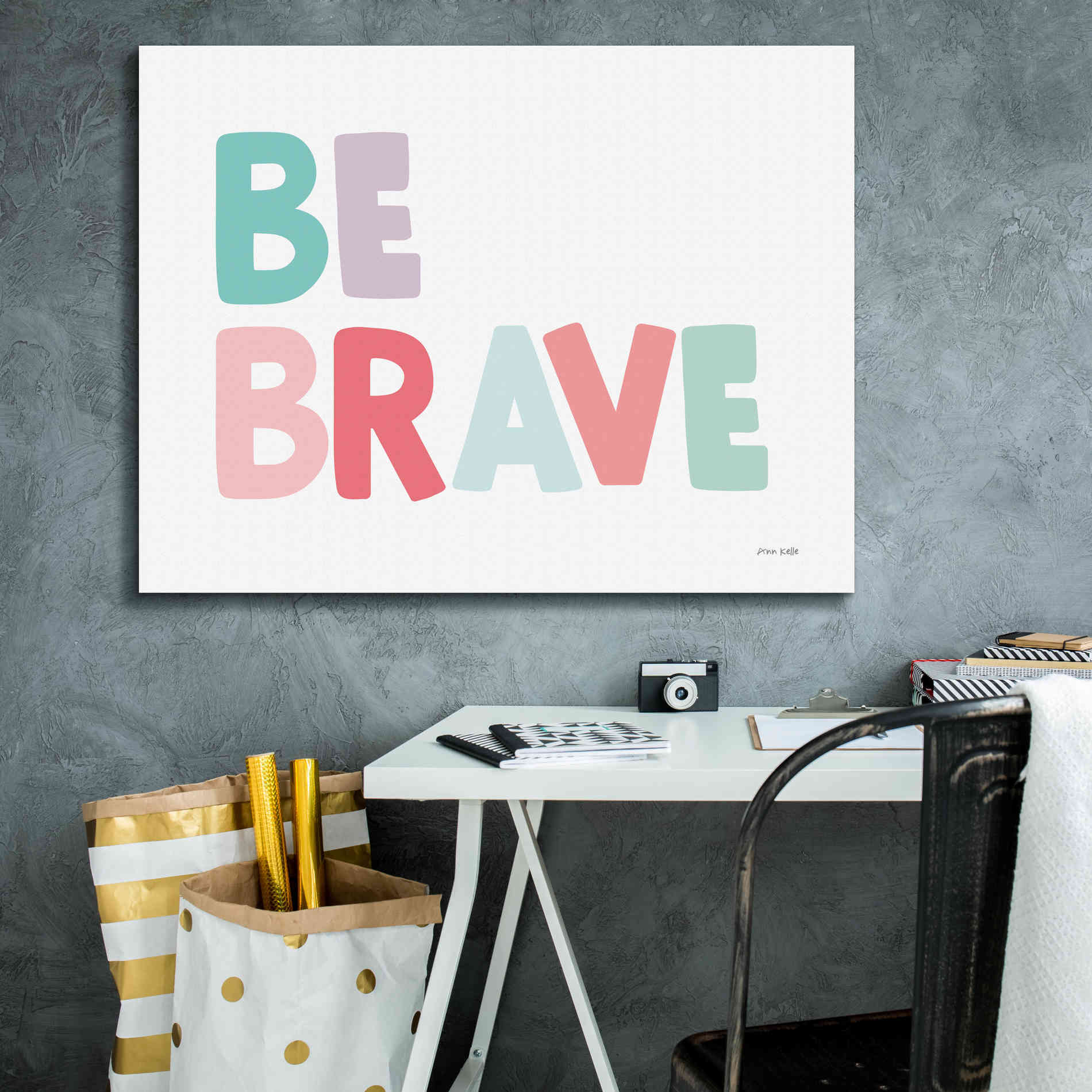 'Be Brave' by Ann Kelle Designs, Canvas Wall Art,34 x 26