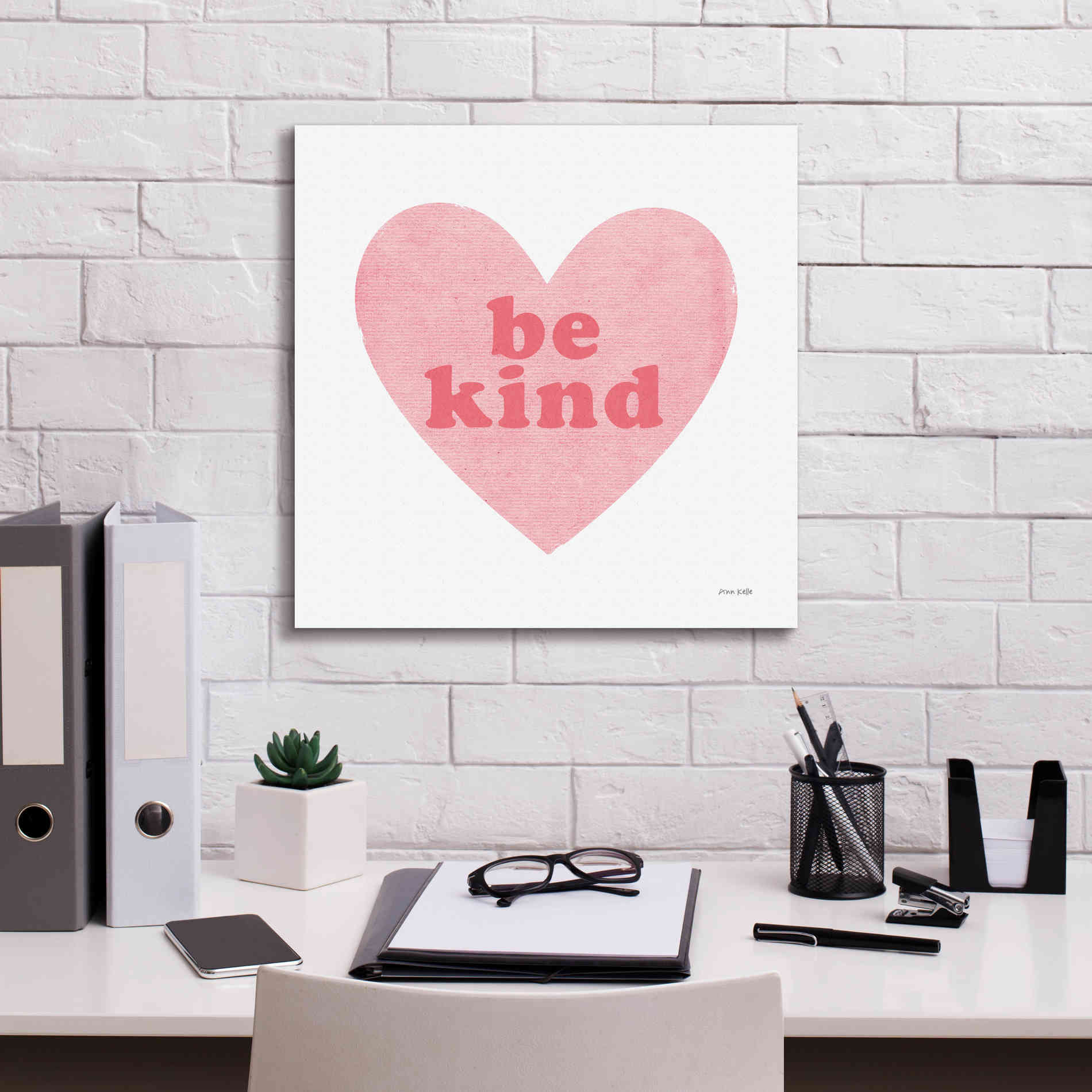 'Be Kind Heart' by Ann Kelle Designs, Canvas Wall Art,18 x 18