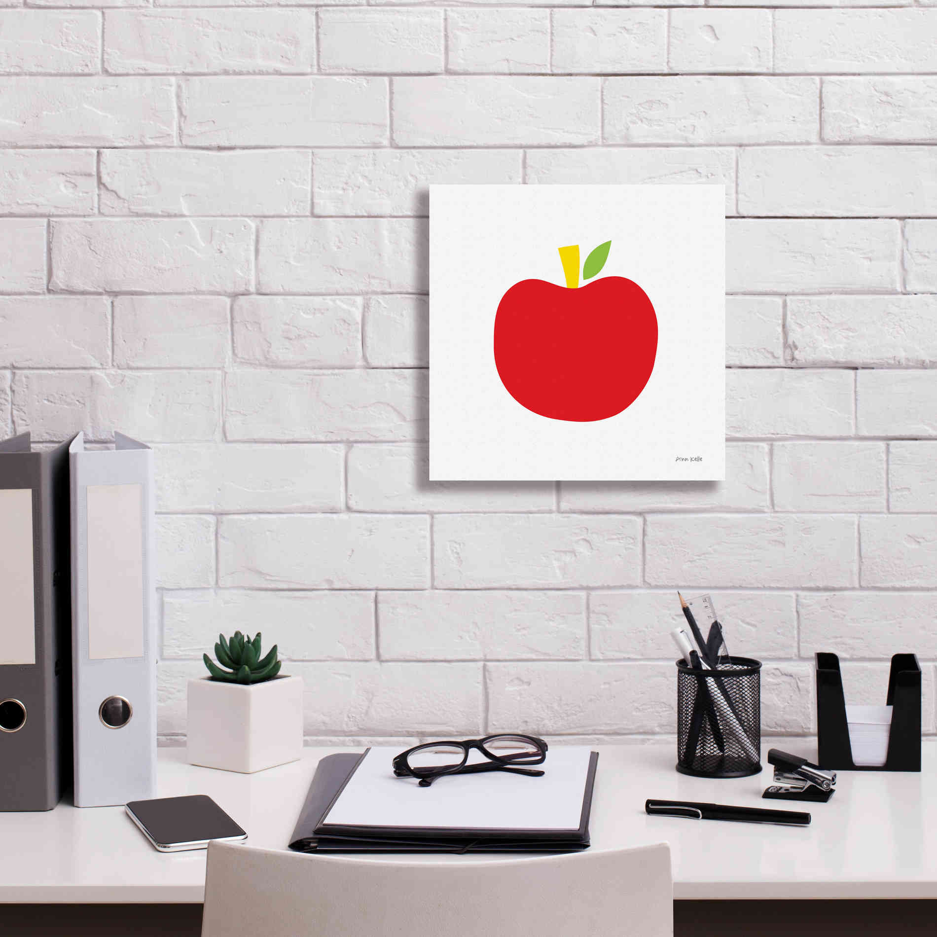 'Red Apple' by Ann Kelle Designs, Canvas Wall Art,12 x 12
