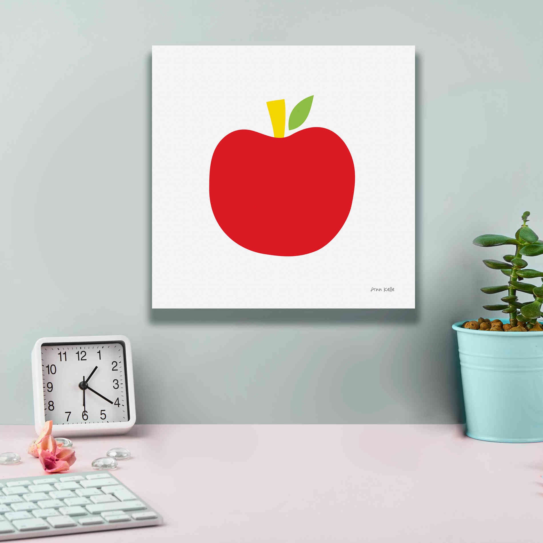 'Red Apple' by Ann Kelle Designs, Canvas Wall Art,12 x 12