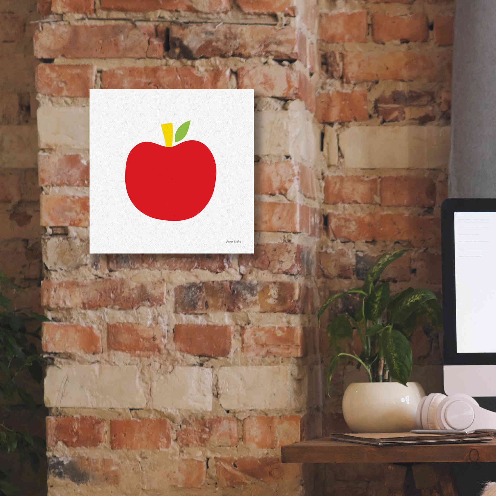 'Red Apple' by Ann Kelle Designs, Canvas Wall Art,12 x 12