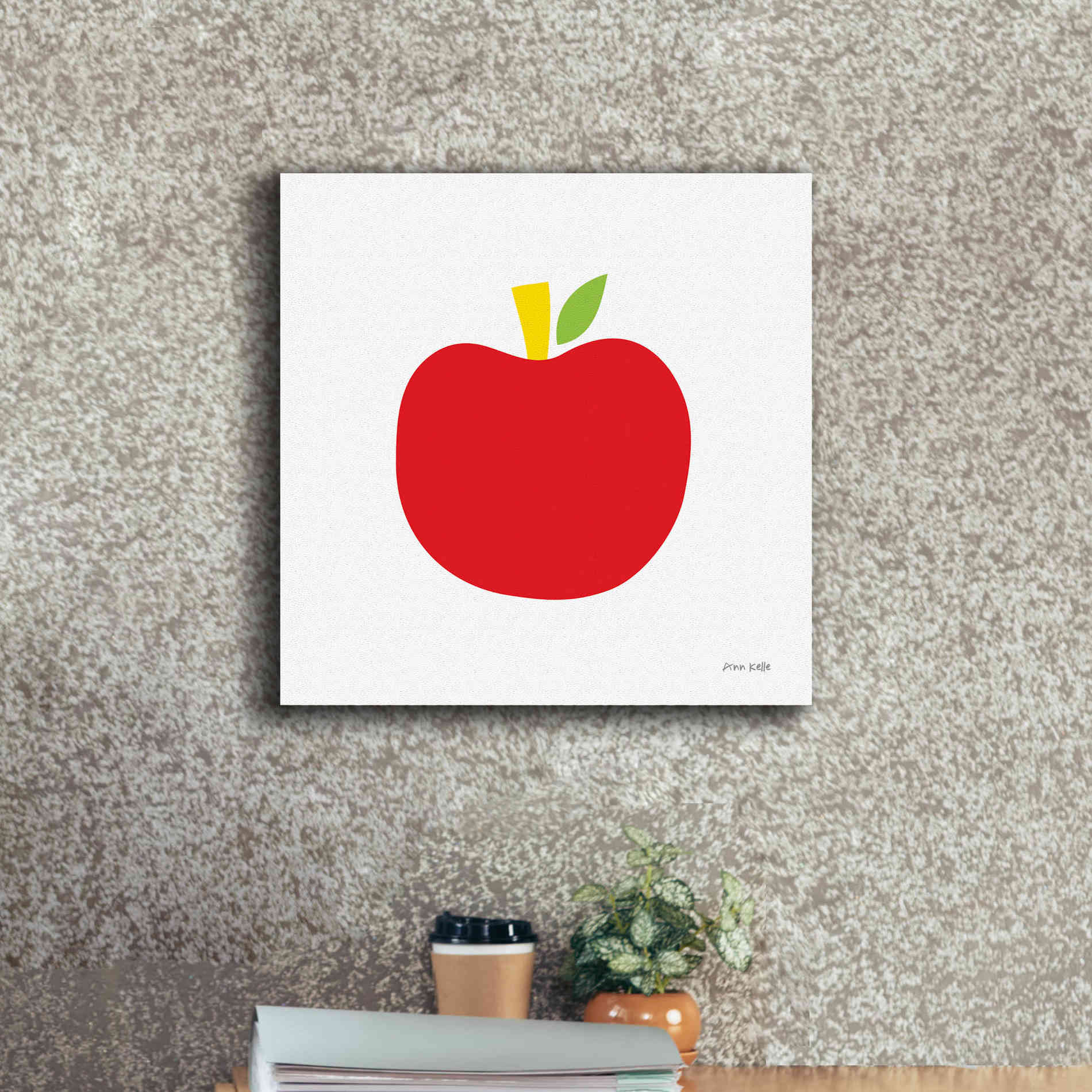 'Red Apple' by Ann Kelle Designs, Canvas Wall Art,18 x 18