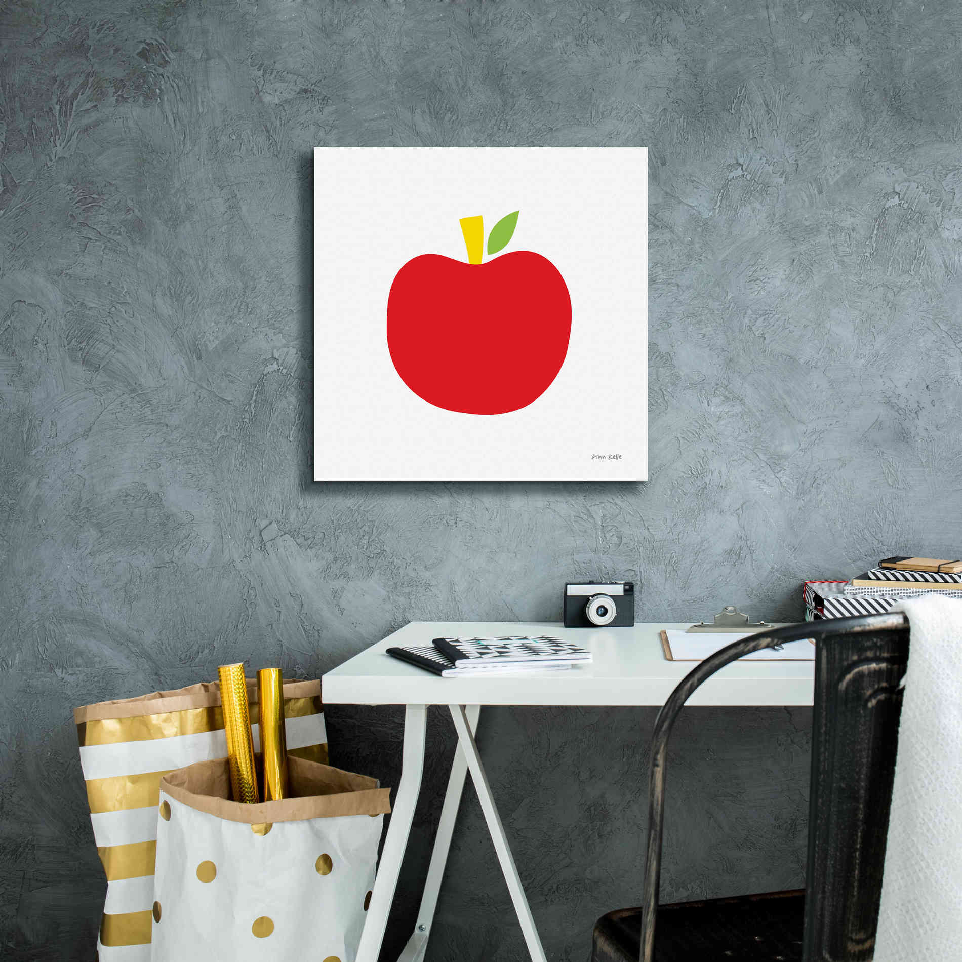 'Red Apple' by Ann Kelle Designs, Canvas Wall Art,18 x 18