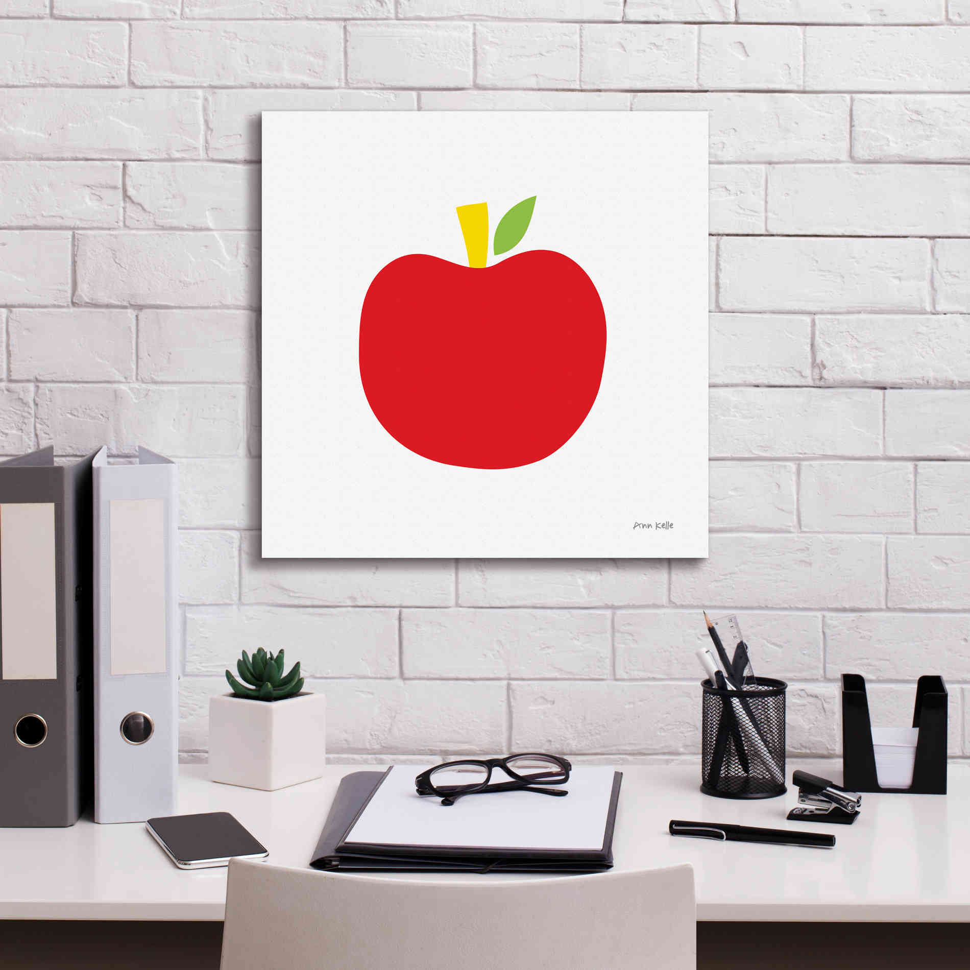 'Red Apple' by Ann Kelle Designs, Canvas Wall Art,18 x 18