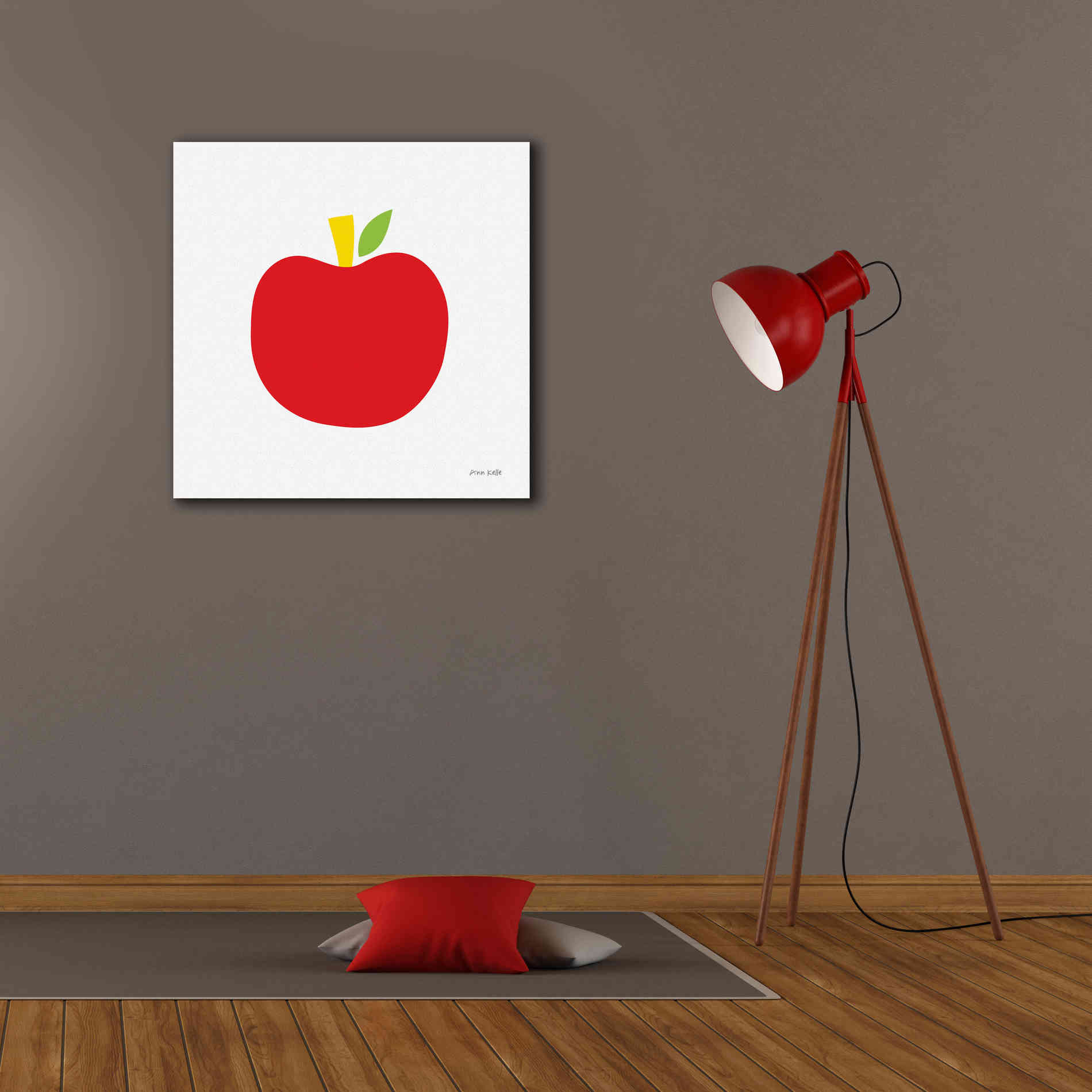 'Red Apple' by Ann Kelle Designs, Canvas Wall Art,26 x 26