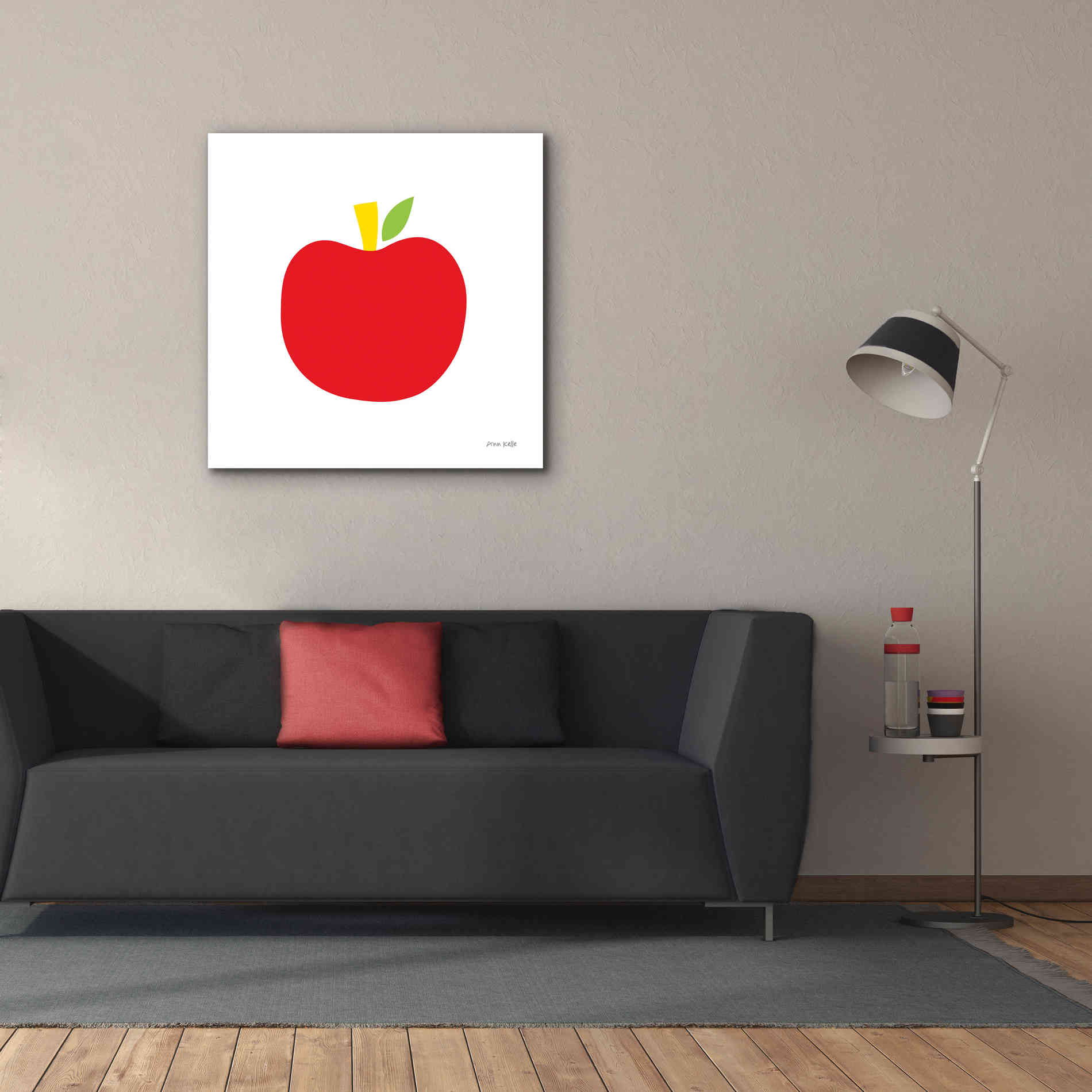 'Red Apple' by Ann Kelle Designs, Canvas Wall Art,37 x 37
