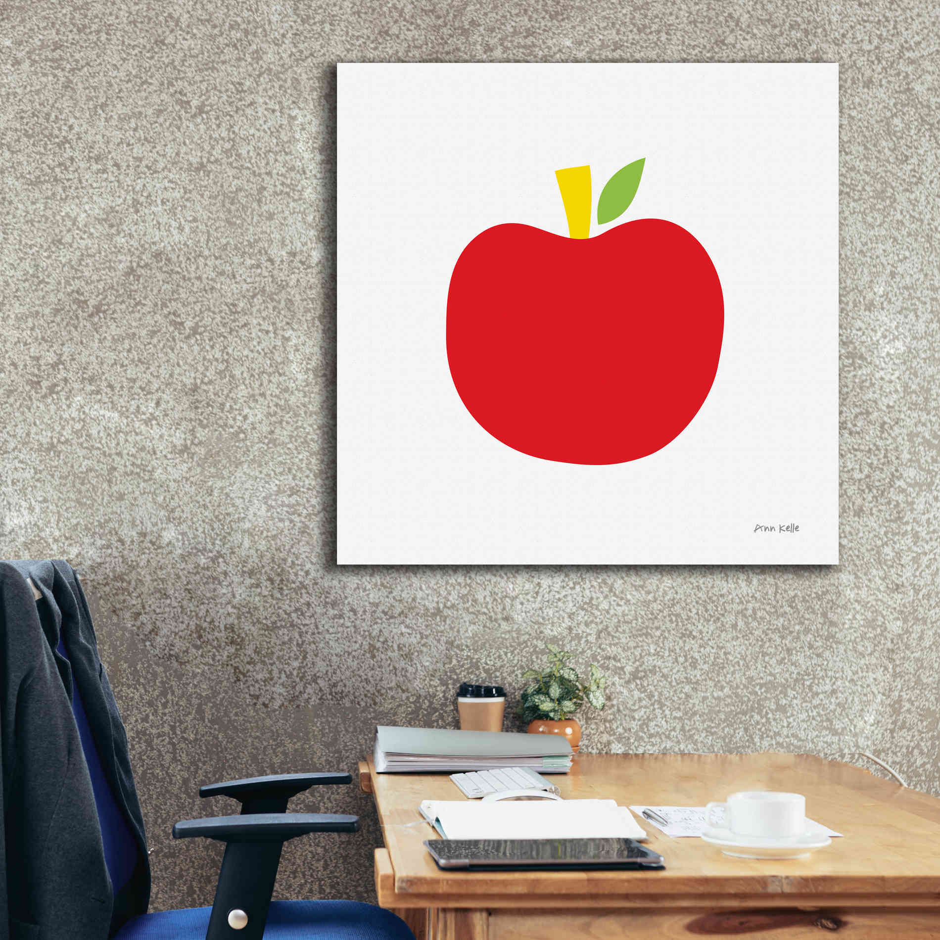 'Red Apple' by Ann Kelle Designs, Canvas Wall Art,37 x 37