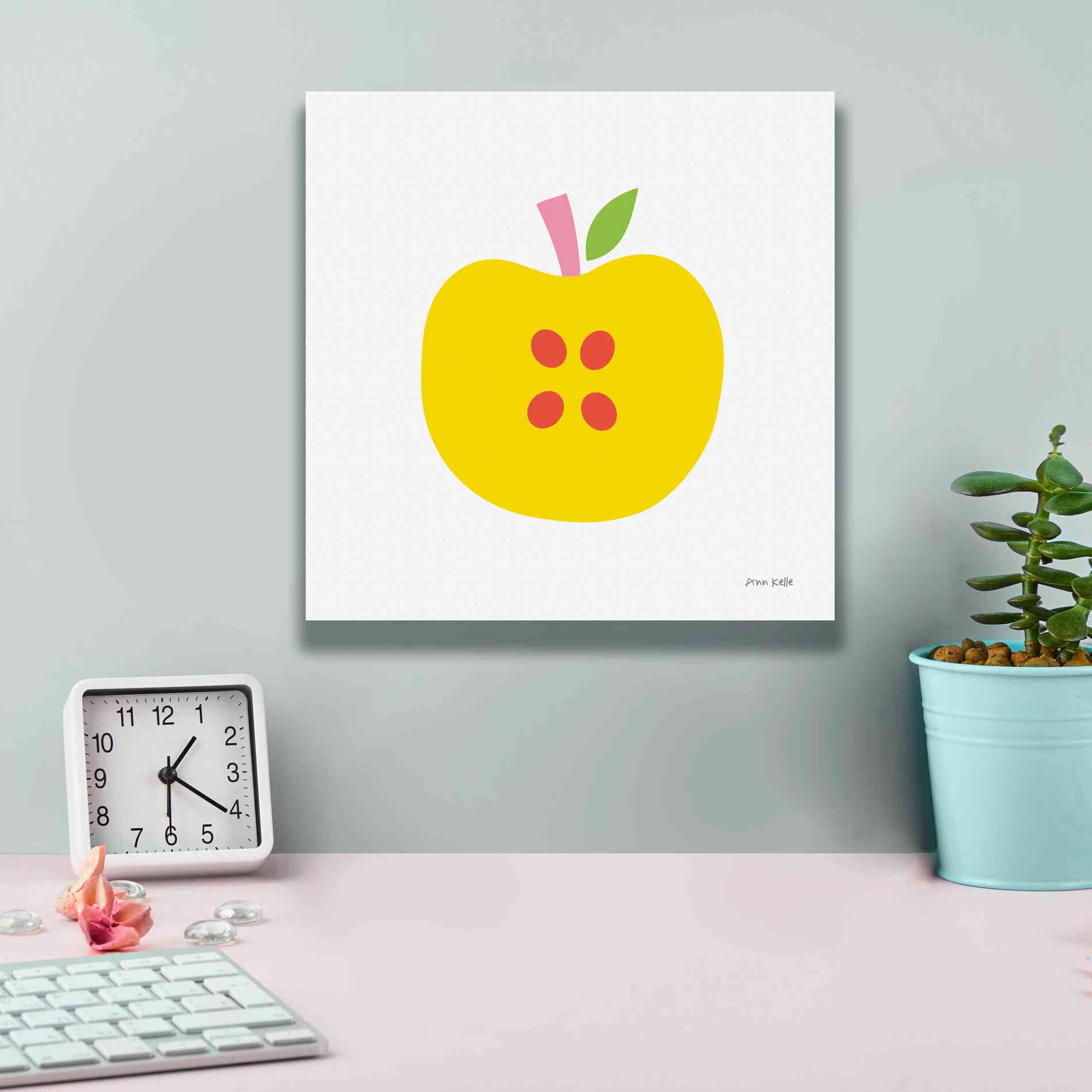 'Yellow Apple' by Ann Kelle Designs, Canvas Wall Art,12 x 12