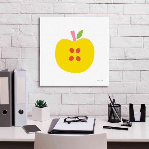 Image of 'Yellow Apple' by Ann Kelle Designs, Canvas Wall Art,18 x 18
