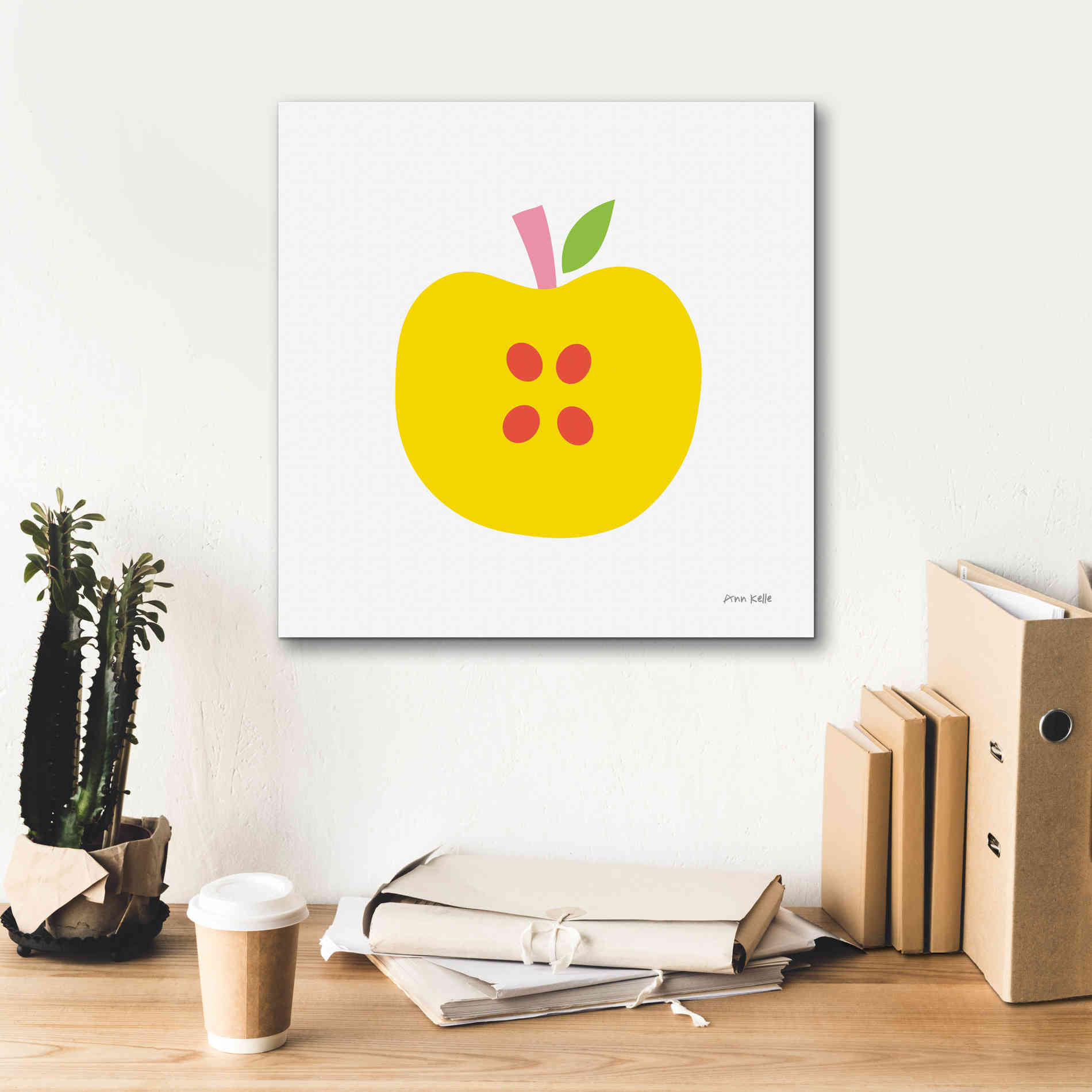 'Yellow Apple' by Ann Kelle Designs, Canvas Wall Art,18 x 18