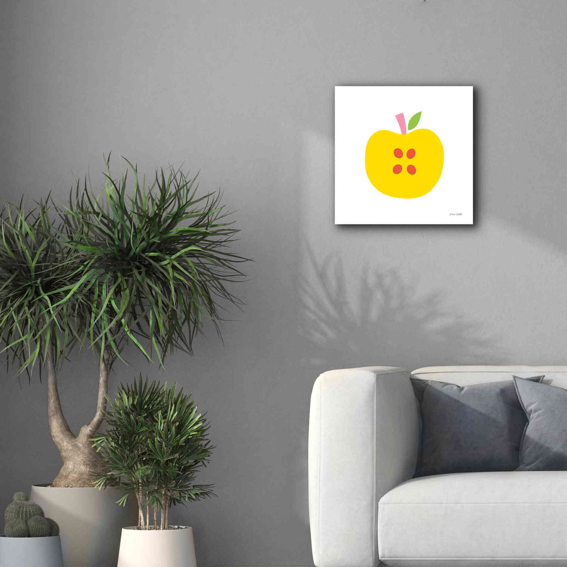 'Yellow Apple' by Ann Kelle Designs, Canvas Wall Art,18 x 18