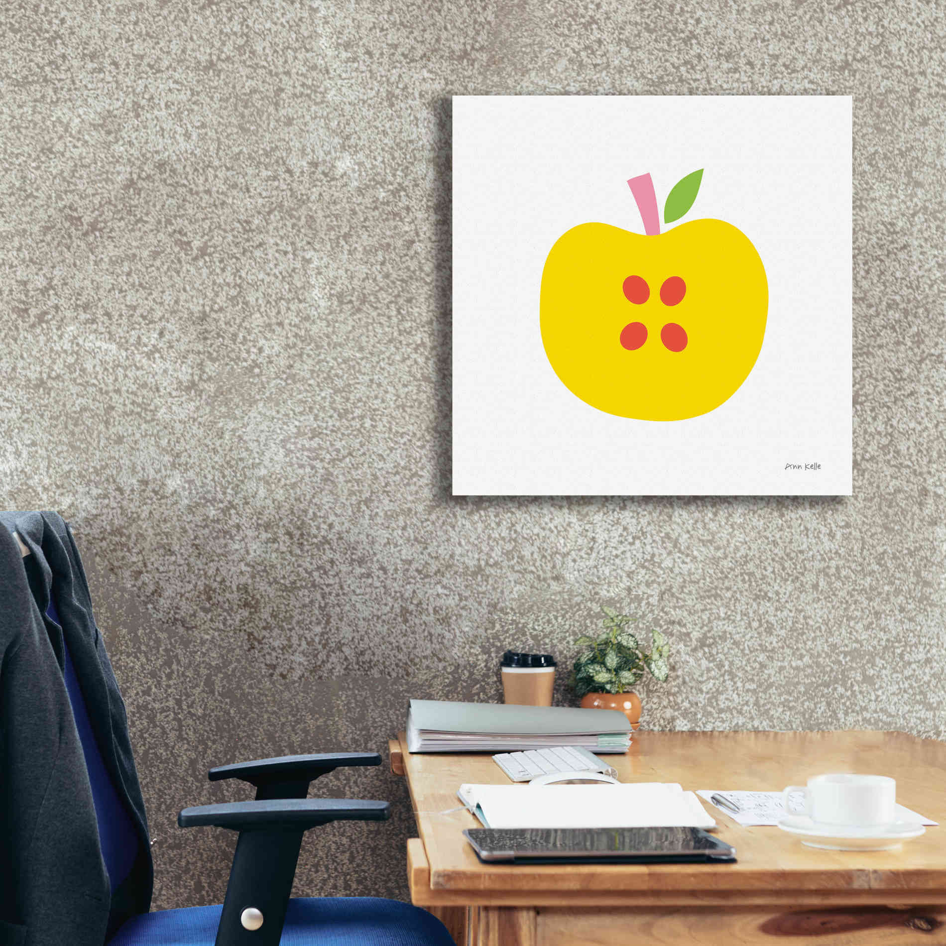 'Yellow Apple' by Ann Kelle Designs, Canvas Wall Art,26 x 26