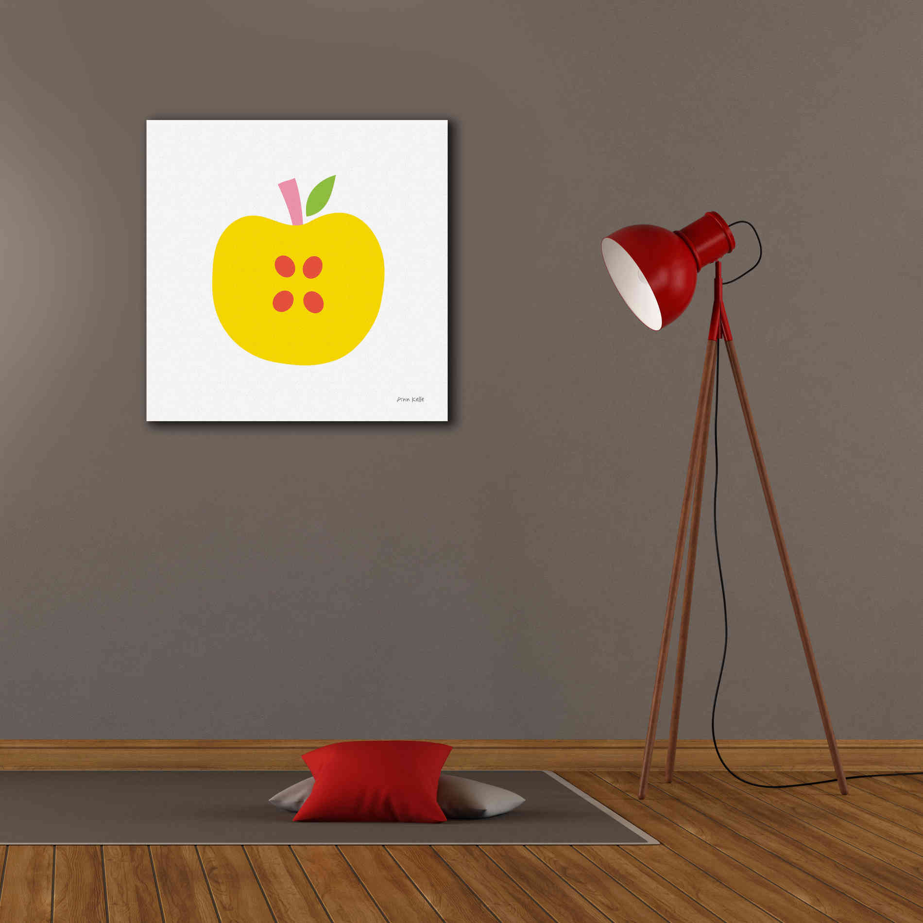 'Yellow Apple' by Ann Kelle Designs, Canvas Wall Art,26 x 26