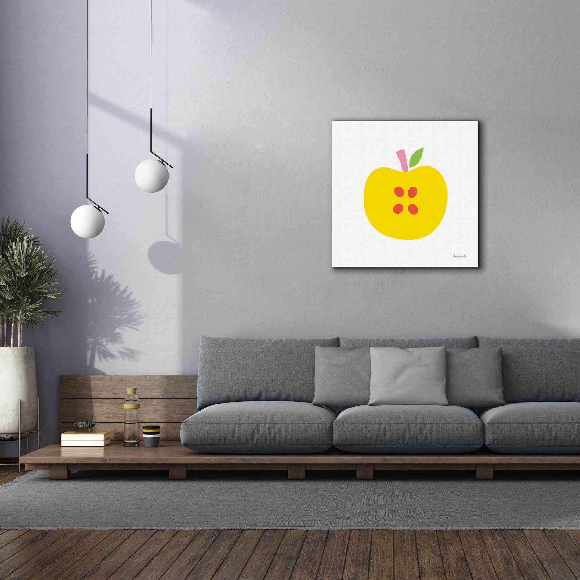 'Yellow Apple' by Ann Kelle Designs, Canvas Wall Art,37 x 37