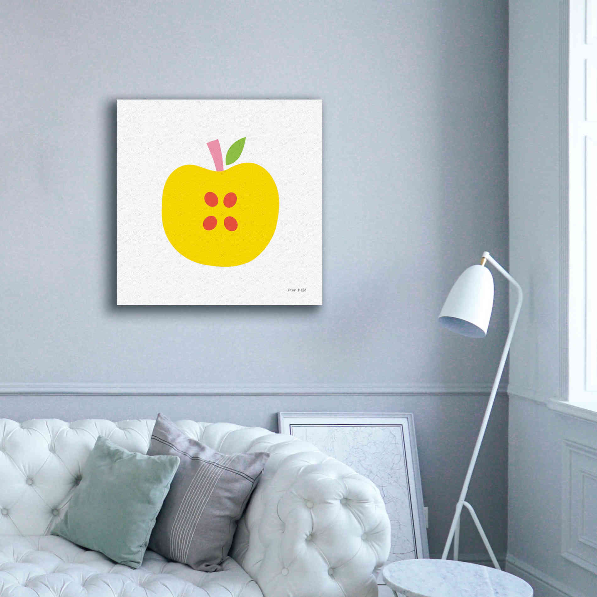 'Yellow Apple' by Ann Kelle Designs, Canvas Wall Art,37 x 37
