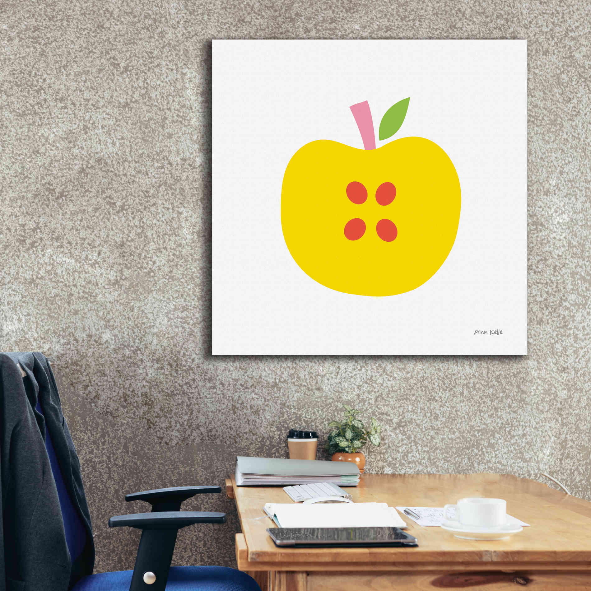 'Yellow Apple' by Ann Kelle Designs, Canvas Wall Art,37 x 37