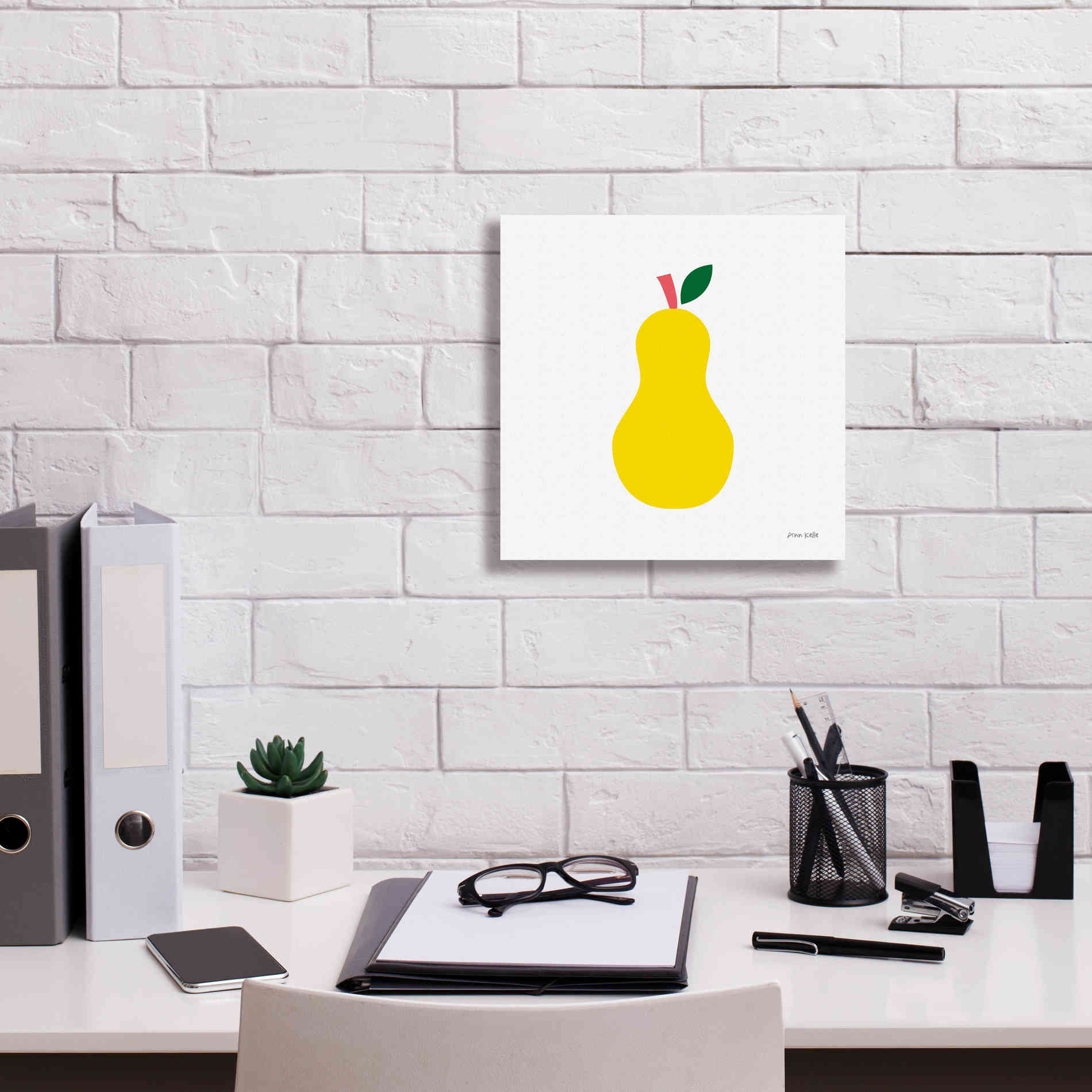 'Yellow Pear' by Ann Kelle Designs, Canvas Wall Art,12 x 12