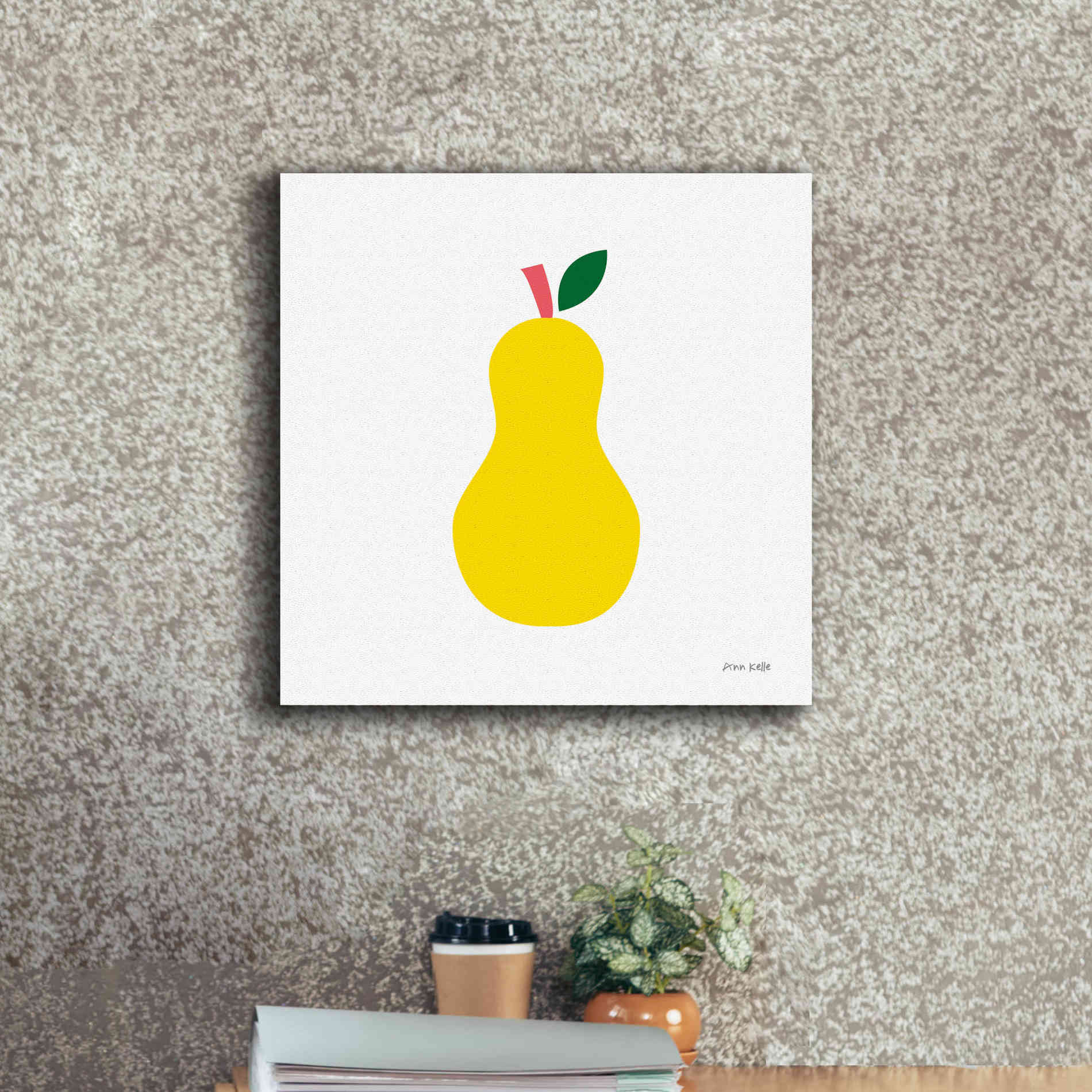'Yellow Pear' by Ann Kelle Designs, Canvas Wall Art,18 x 18