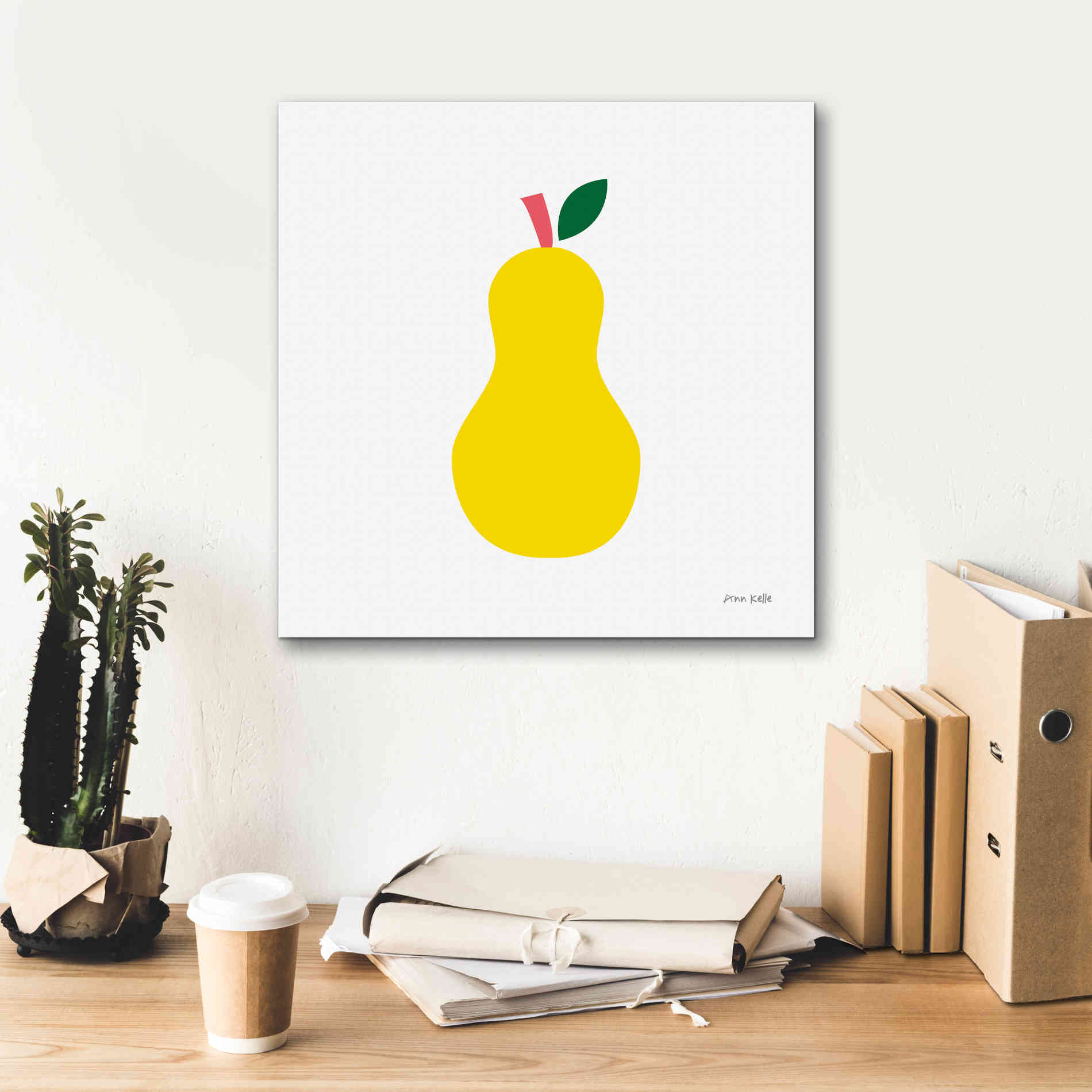 'Yellow Pear' by Ann Kelle Designs, Canvas Wall Art,18 x 18