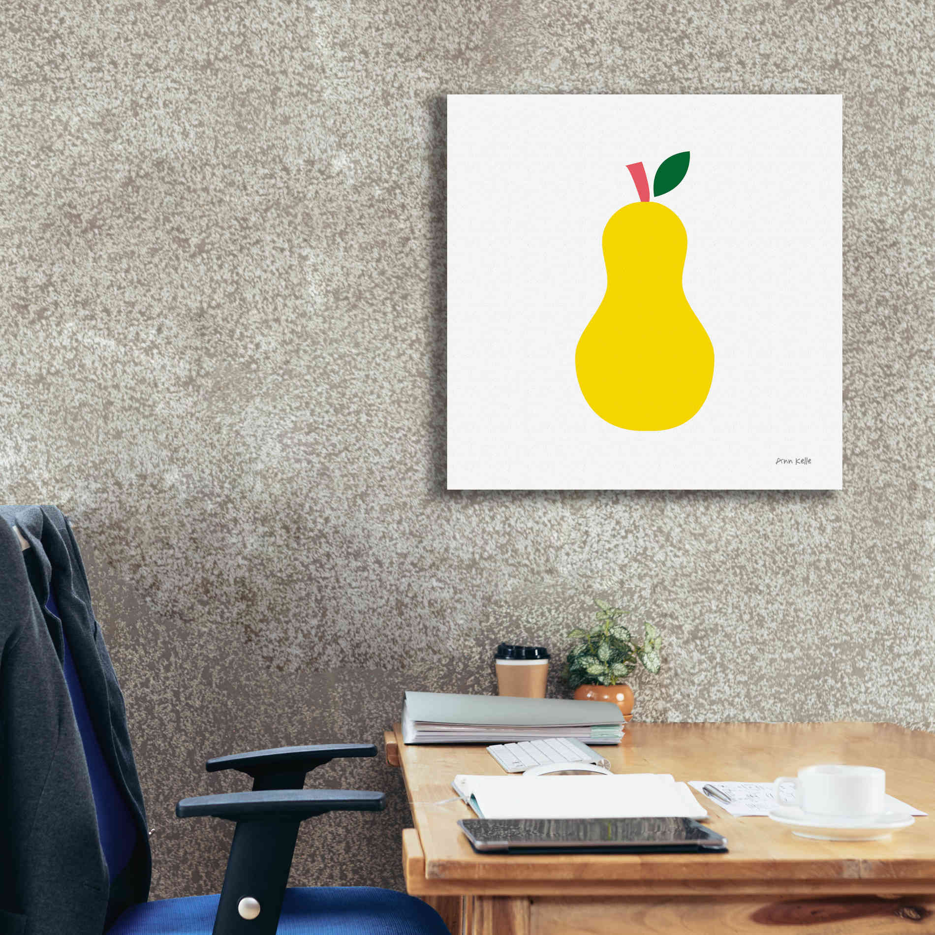 'Yellow Pear' by Ann Kelle Designs, Canvas Wall Art,26 x 26