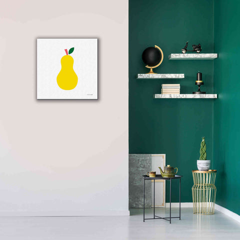 Image of 'Yellow Pear' by Ann Kelle Designs, Canvas Wall Art,26 x 26