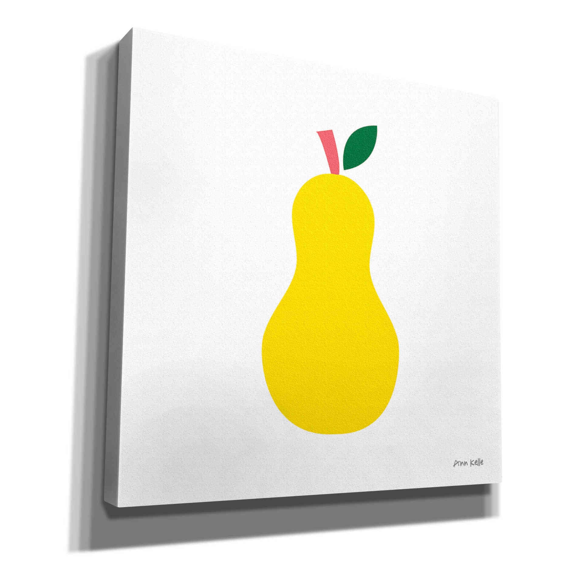 'Yellow Pear' by Ann Kelle Designs, Canvas Wall Art,12x12x1.1x0,18x18x1.1x0,26x26x1.74x0,37x37x1.74x0