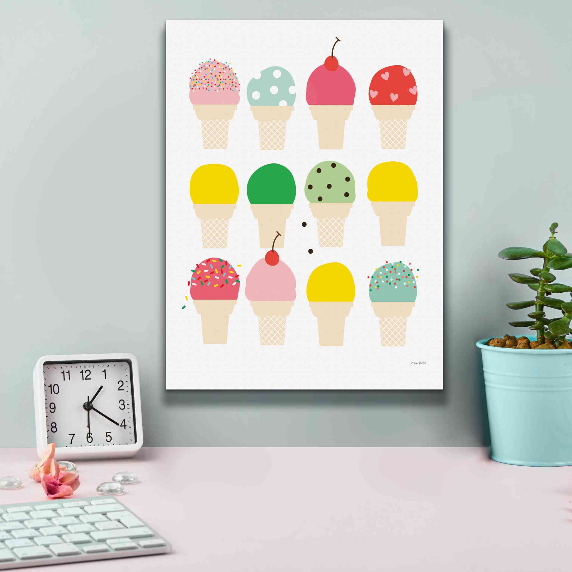'Ice Cream Fun' by Ann Kelle Designs, Canvas Wall Art,12 x 16
